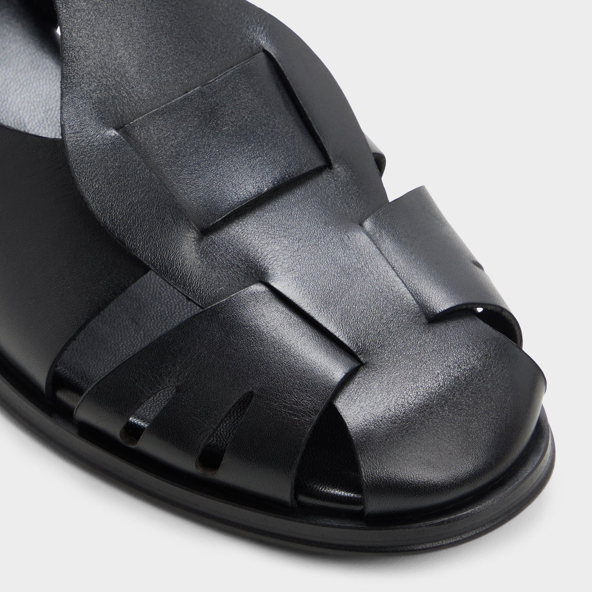 Close-up of the Black Lancing Sandal