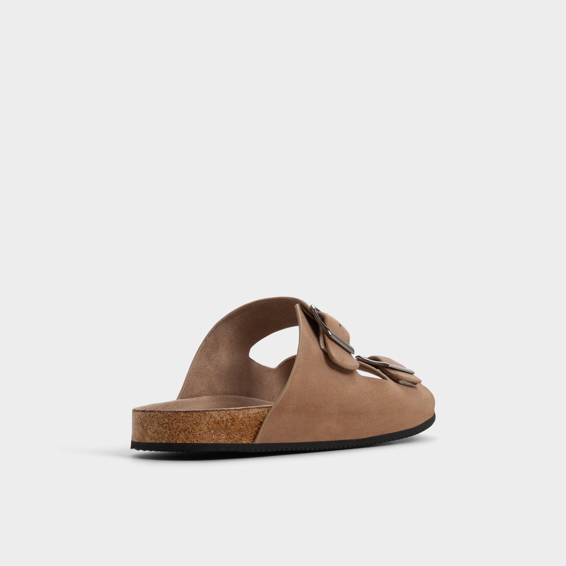 Three-quarter angle of Dark beige Agustin Slide sandal's back side