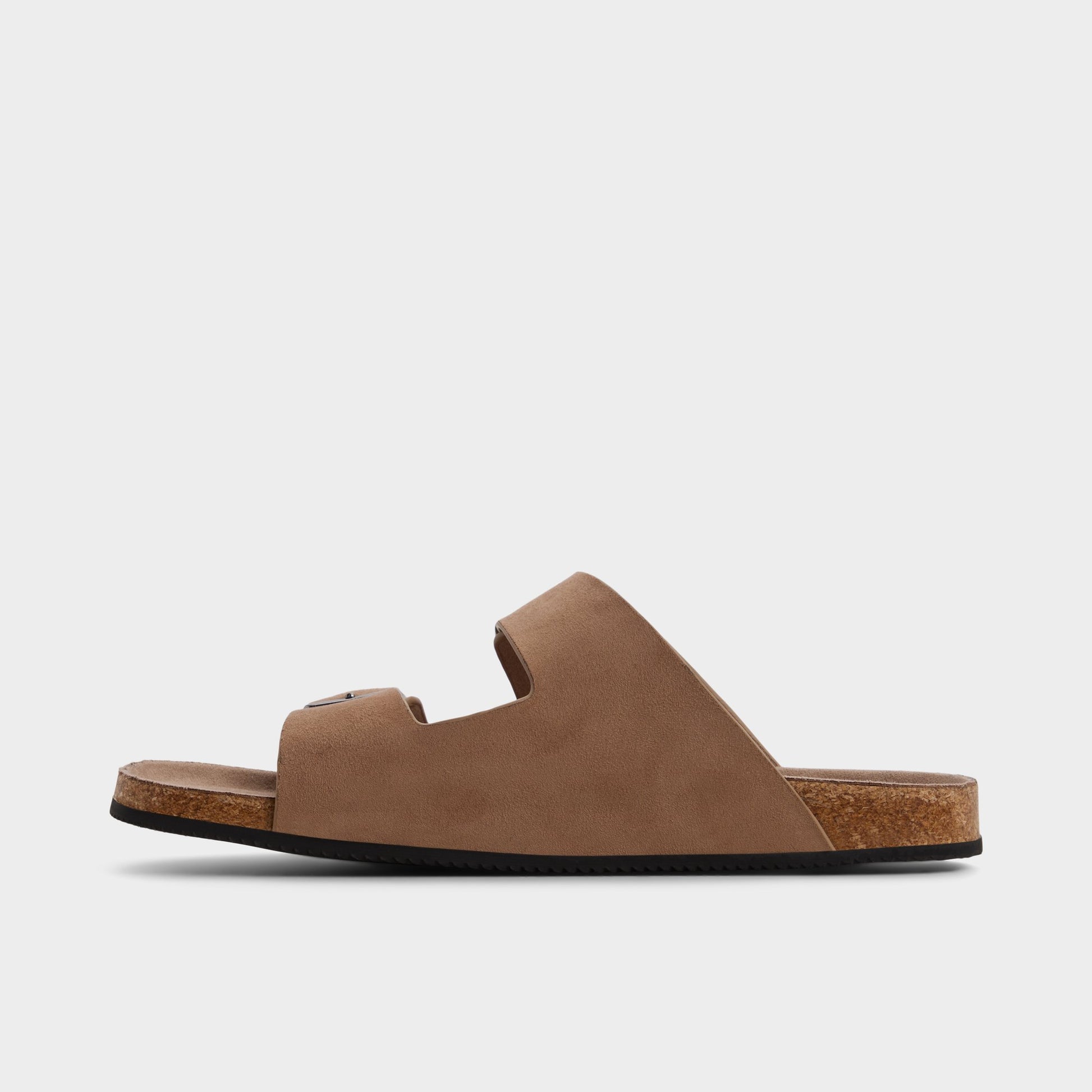 Side view of Dark beige Agustin Slide sandal
