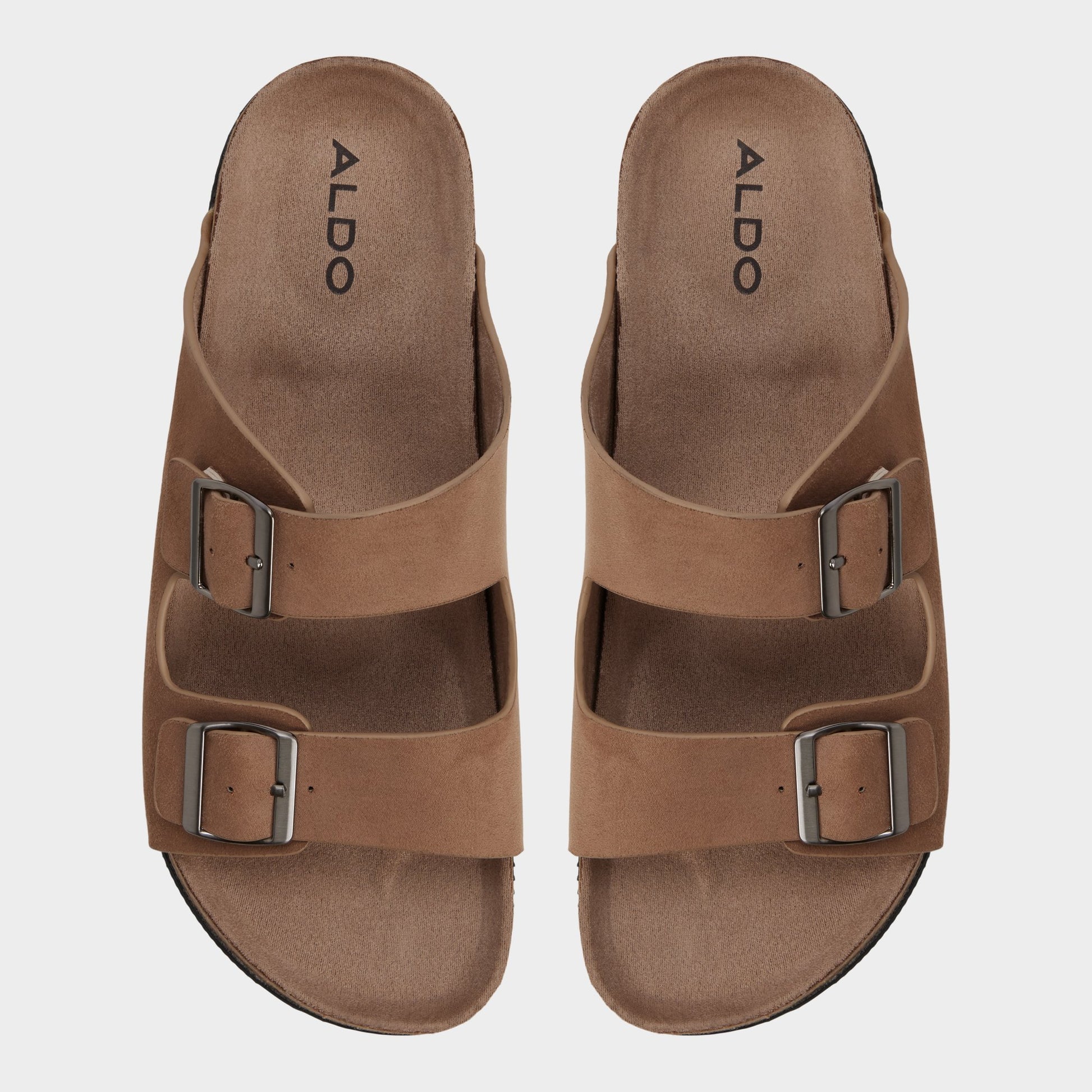 Top-down view of the Dark beige Agustin Slide sandal