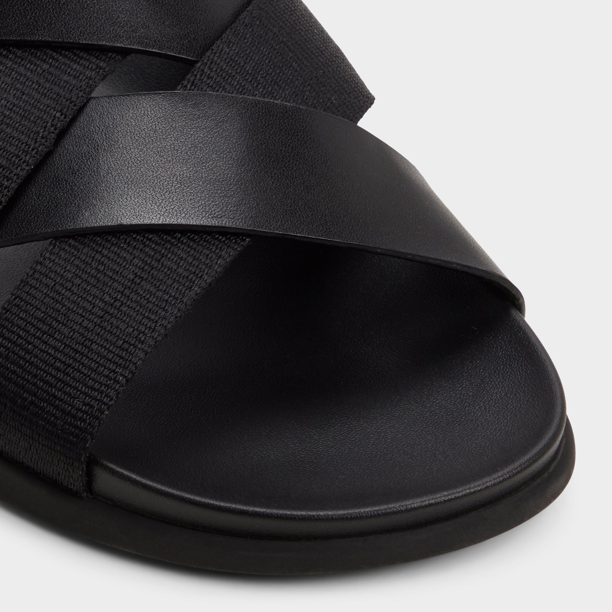 Close-up of the Black Florian Slide sandal