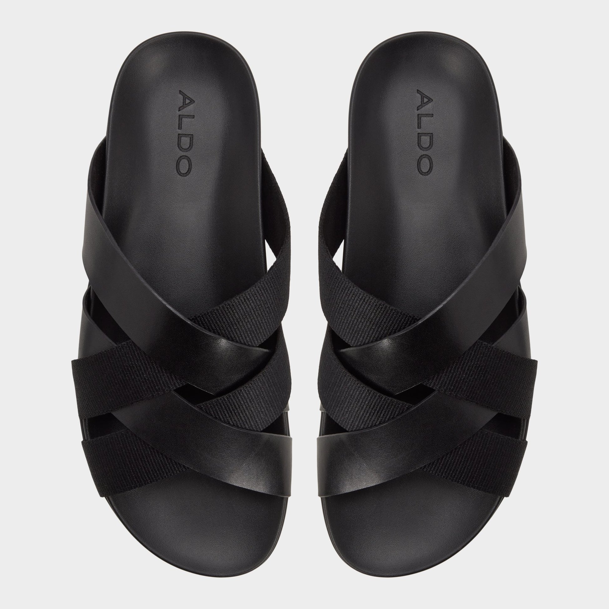 Top-down view of the Black Florian Slide sandal
