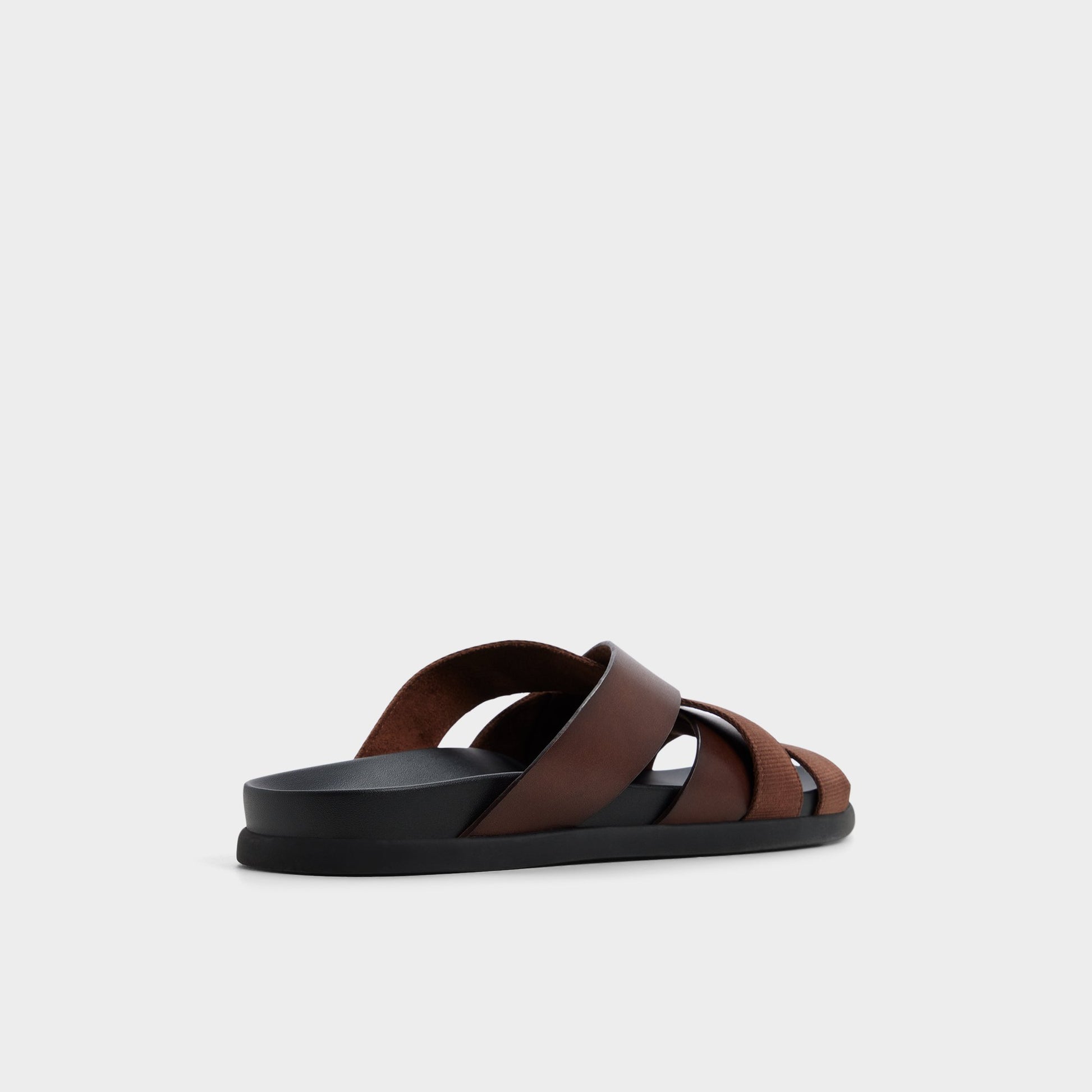 Three-quarter angle of Dark brown Florian Slide sandal's back side