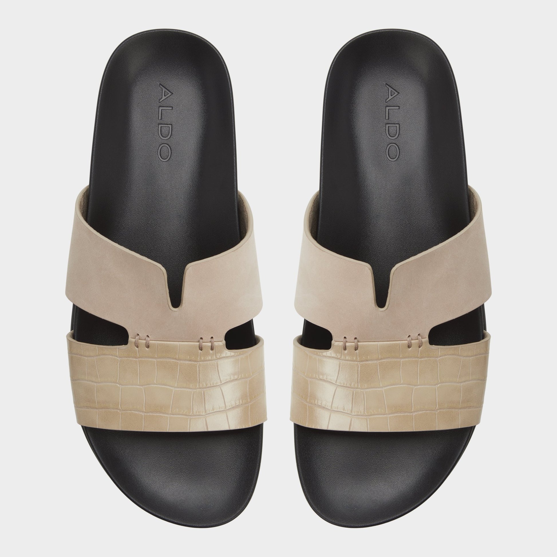 Top-down view of the Taupe Marcelo Slide sandal