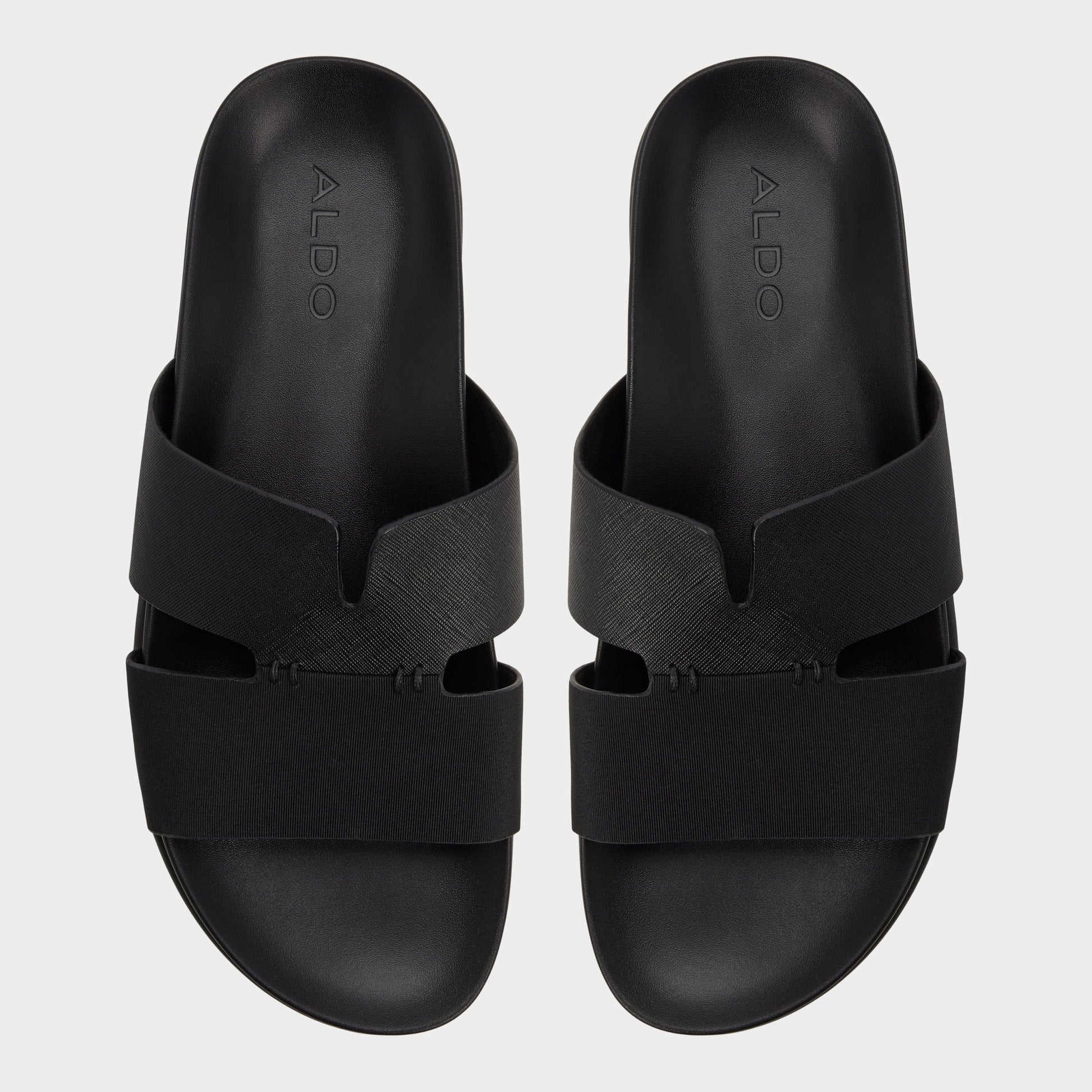Top-down view of the Black Marcelo Slide sandal