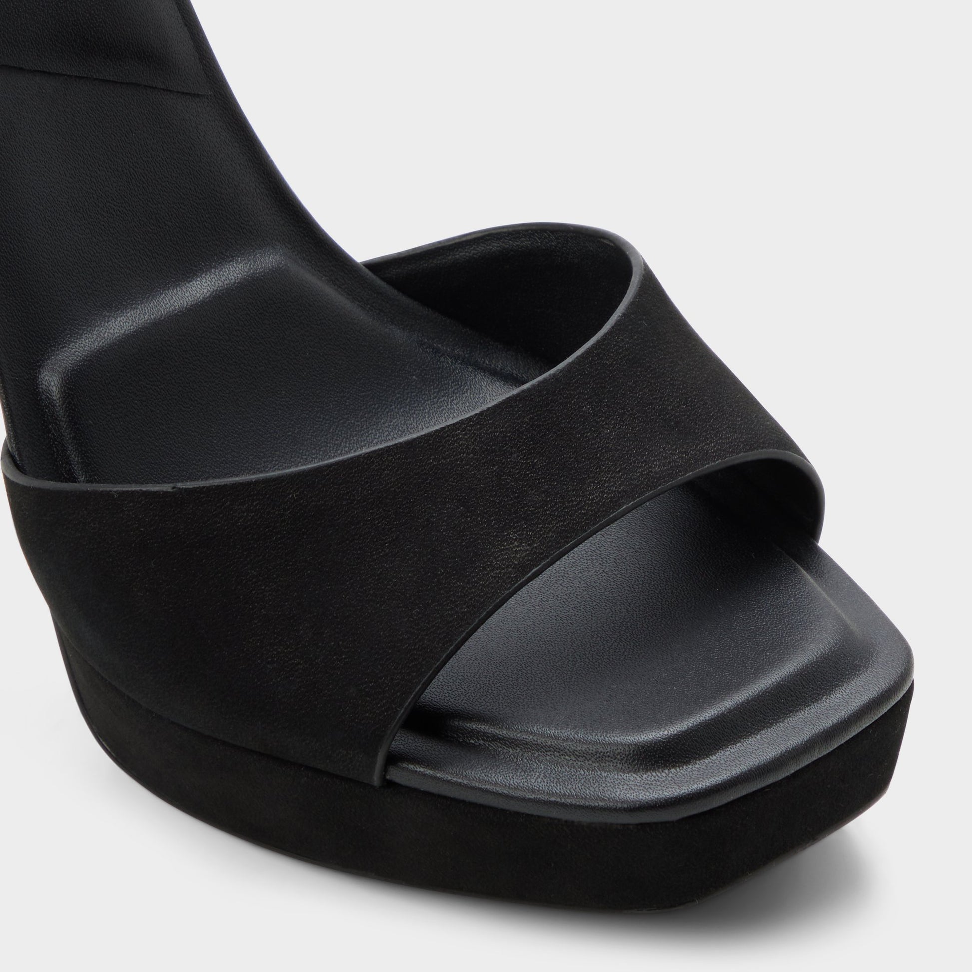 Close-up of the Other black Medusa Strappy heeled sandal