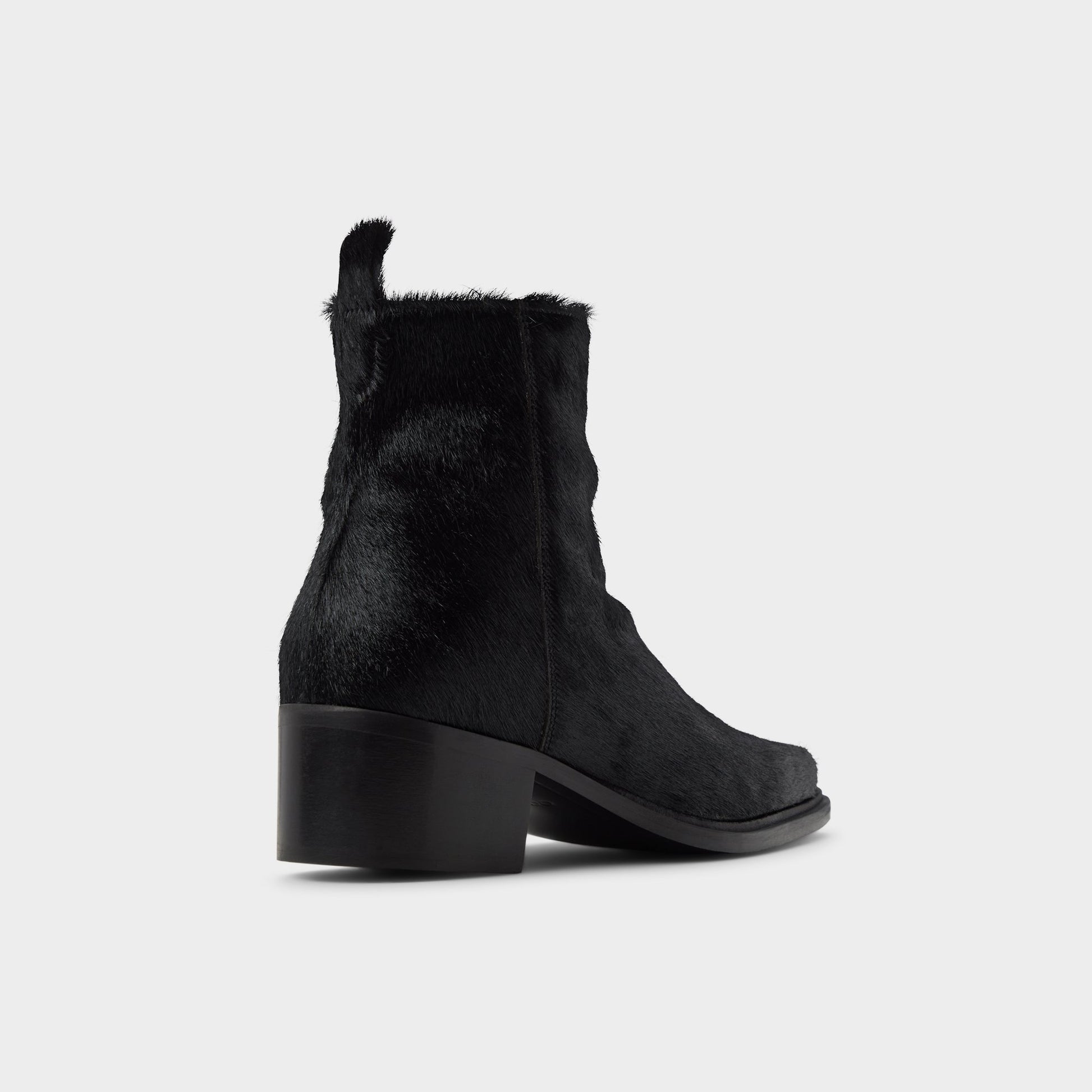 Three-quarter angle of Open black Zappa Ankle boot's back side