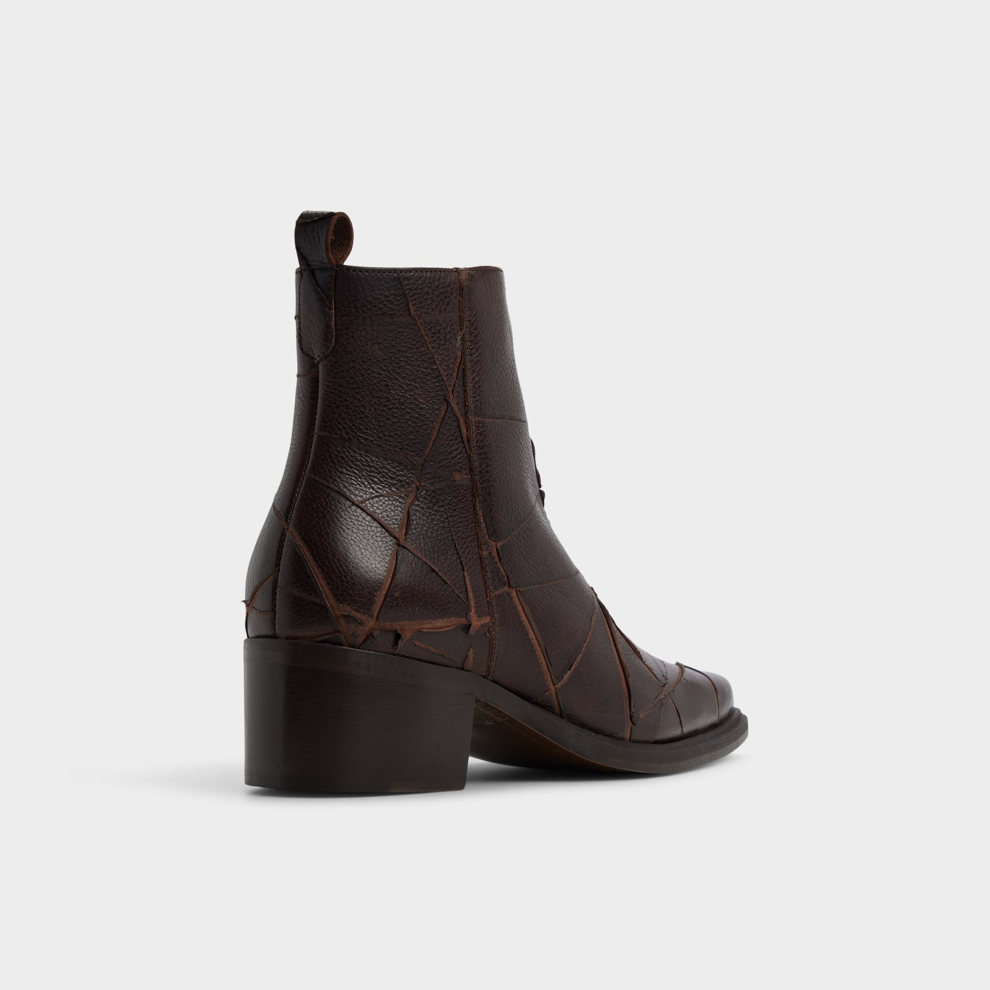 Three-quarter angle of Dark choco Zappa Ankle boot's back side