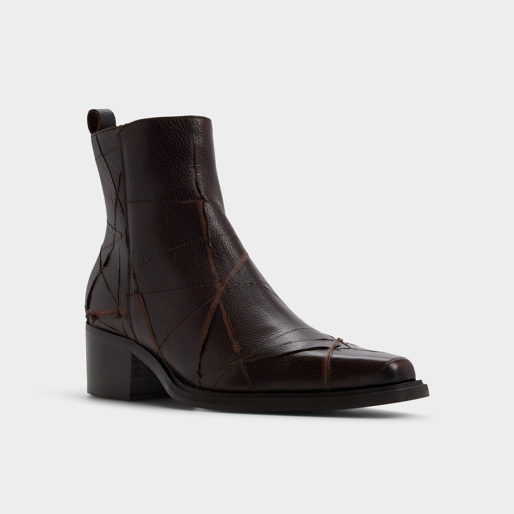 Three-quarter angle of Dark choco Zappa Ankle boot's front side