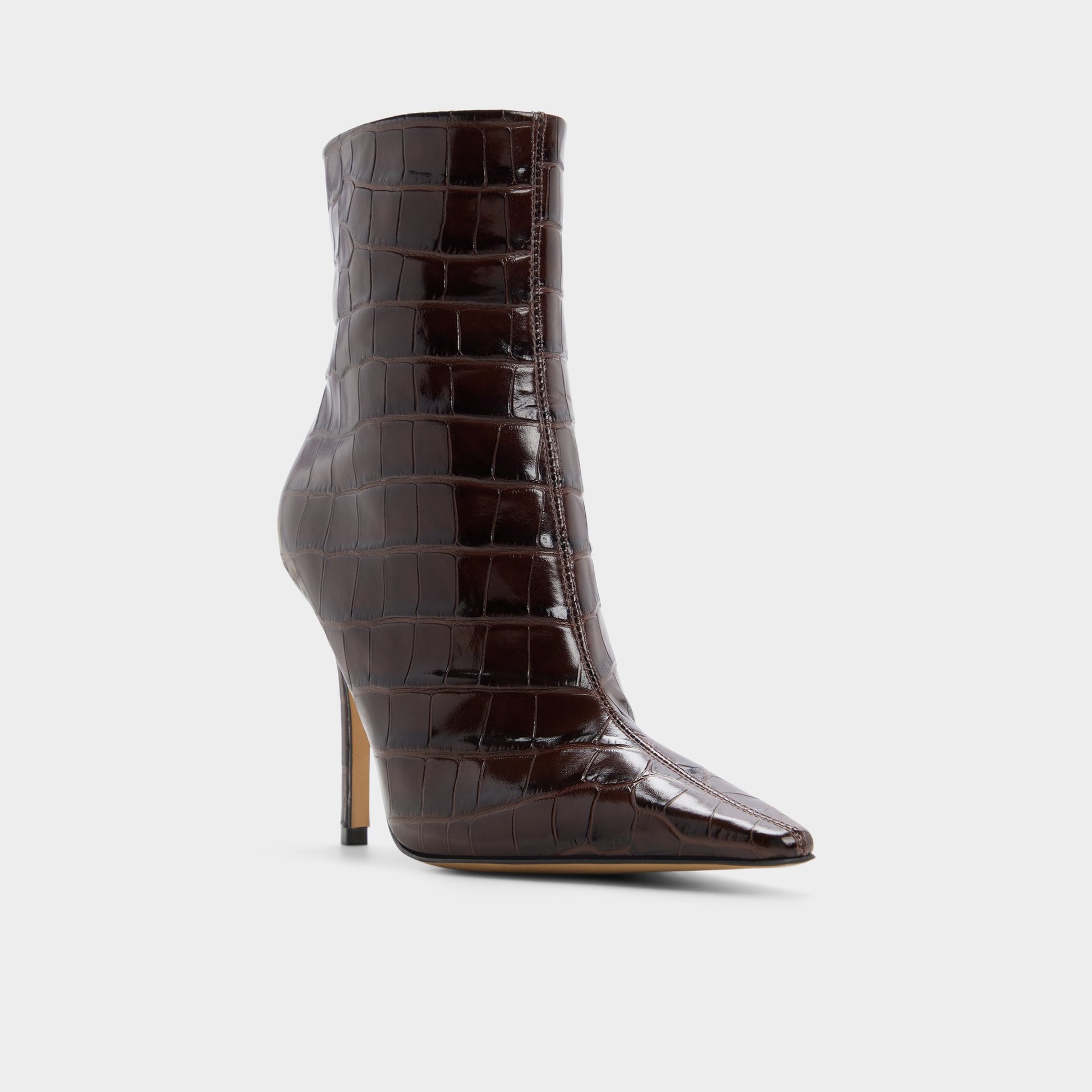 Three-quarter angle of Dark brown Eoweaveth Ankle boot's front side