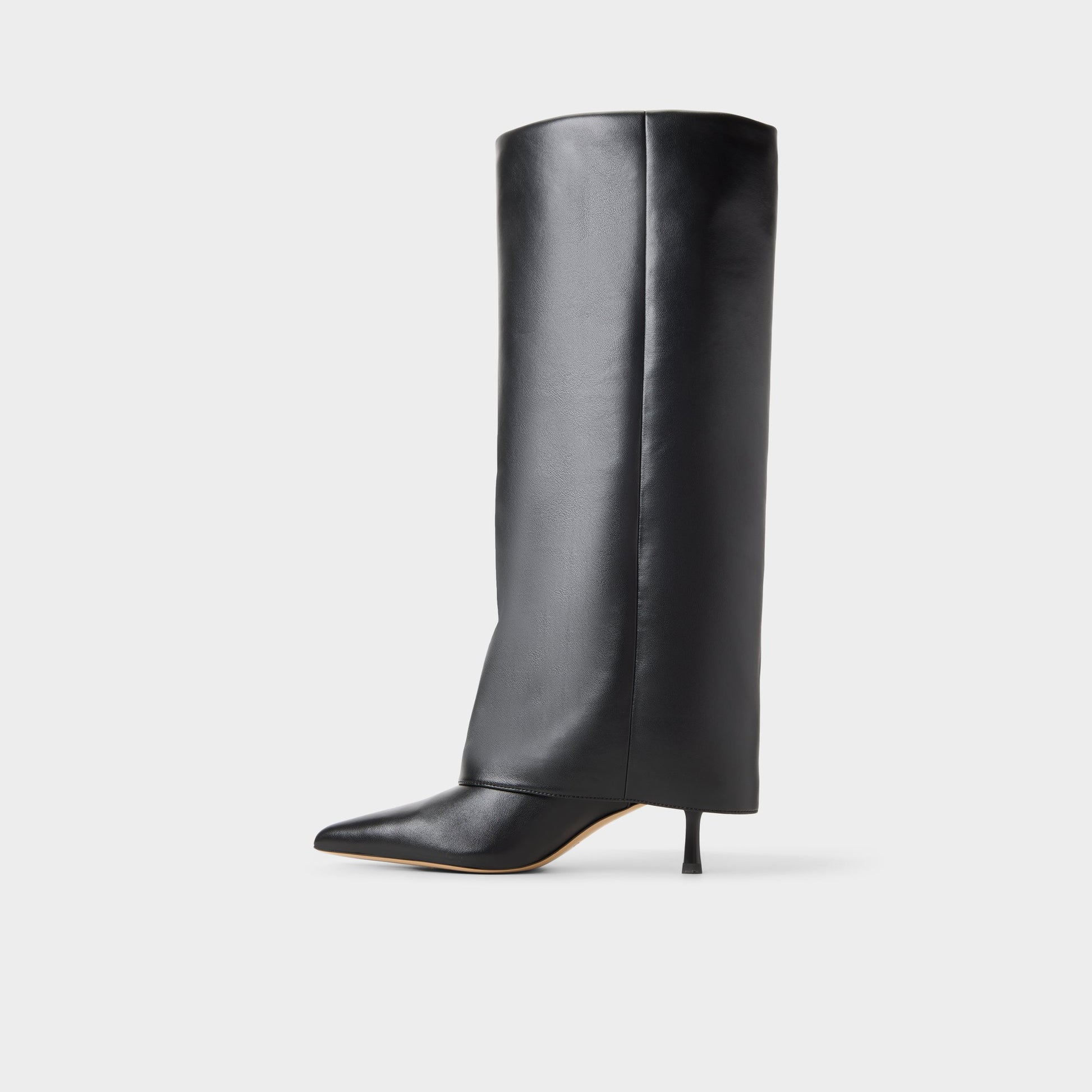 Side view of Black Aseader Knee-high boot