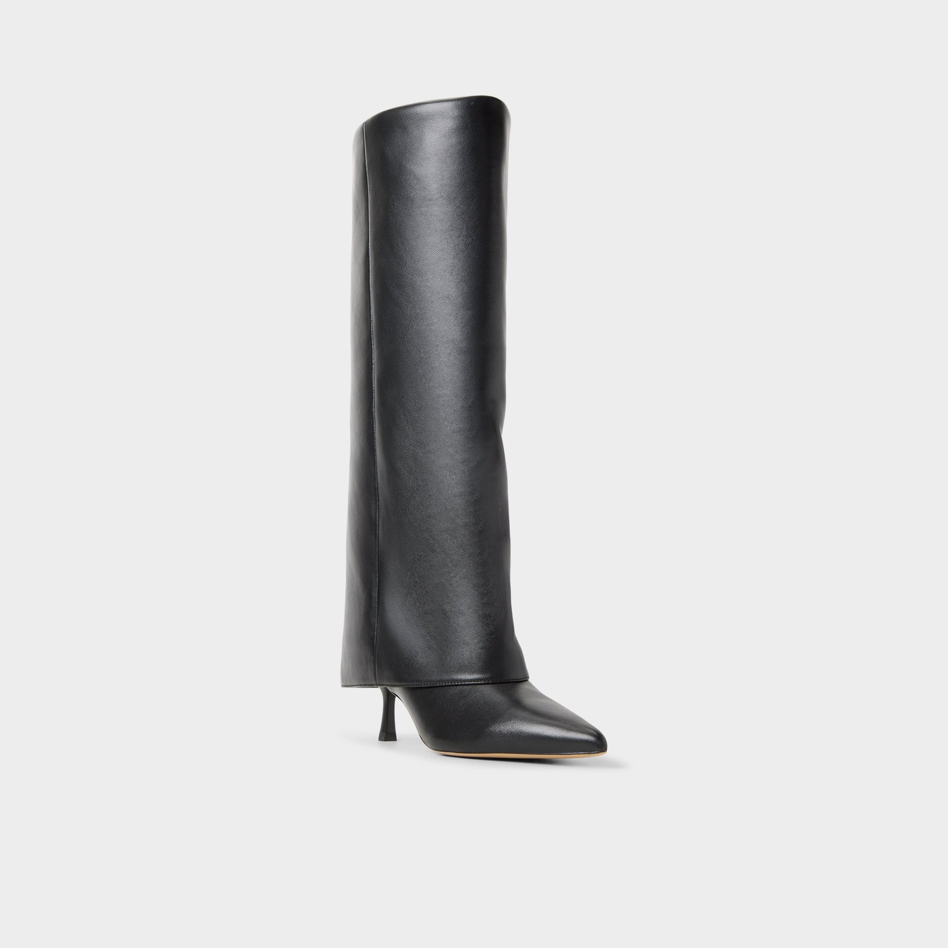 Three-quarter angle of Black Aseader Knee-high boot's front side