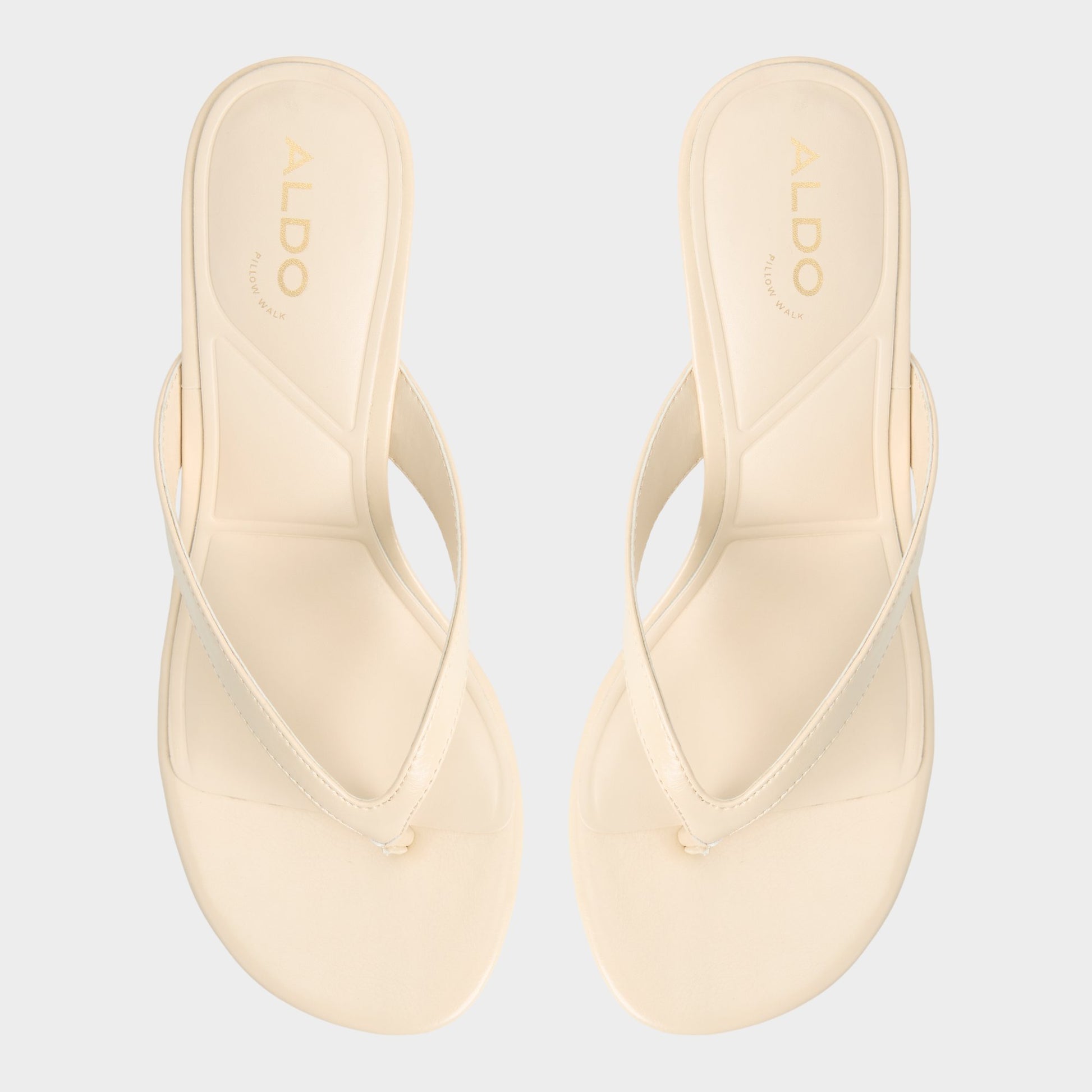 Top-down view of the Cream Jump Heeled flip flop