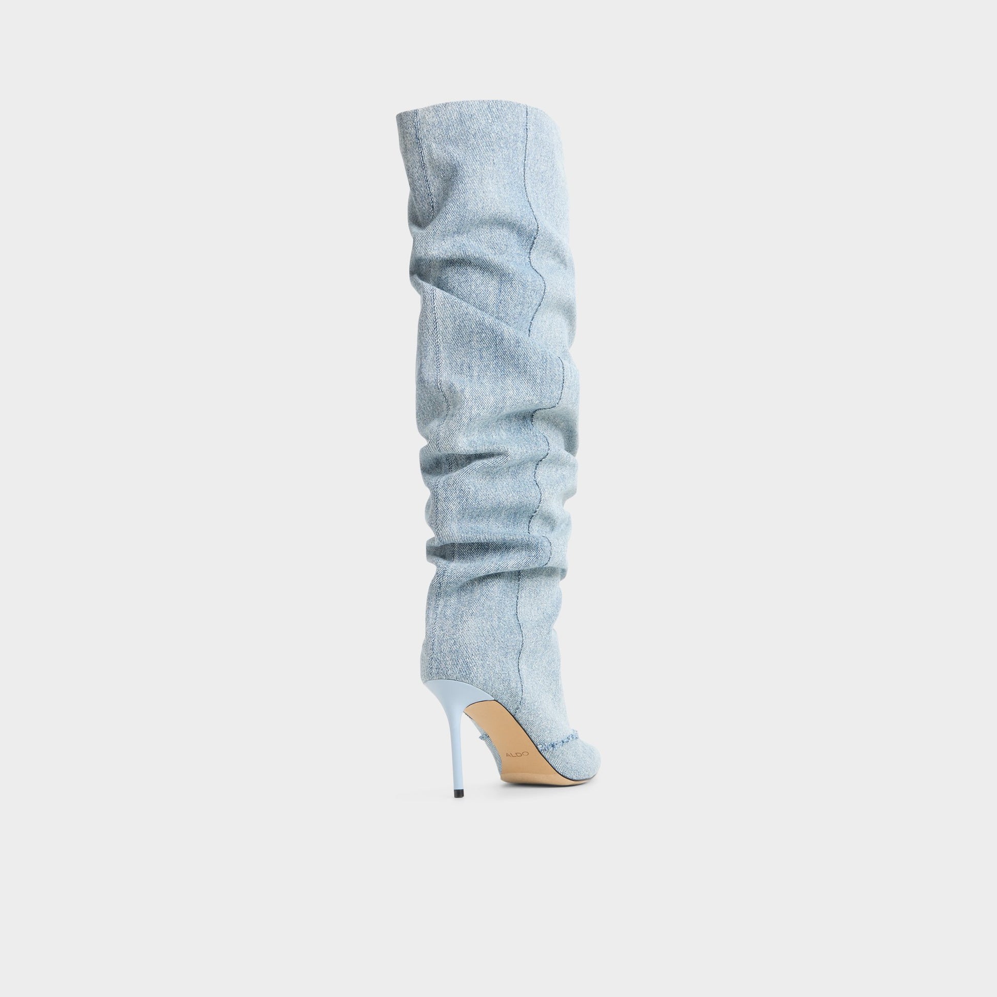 Three-quarter angle of Denim Daroba Over-the-knee boot's back side