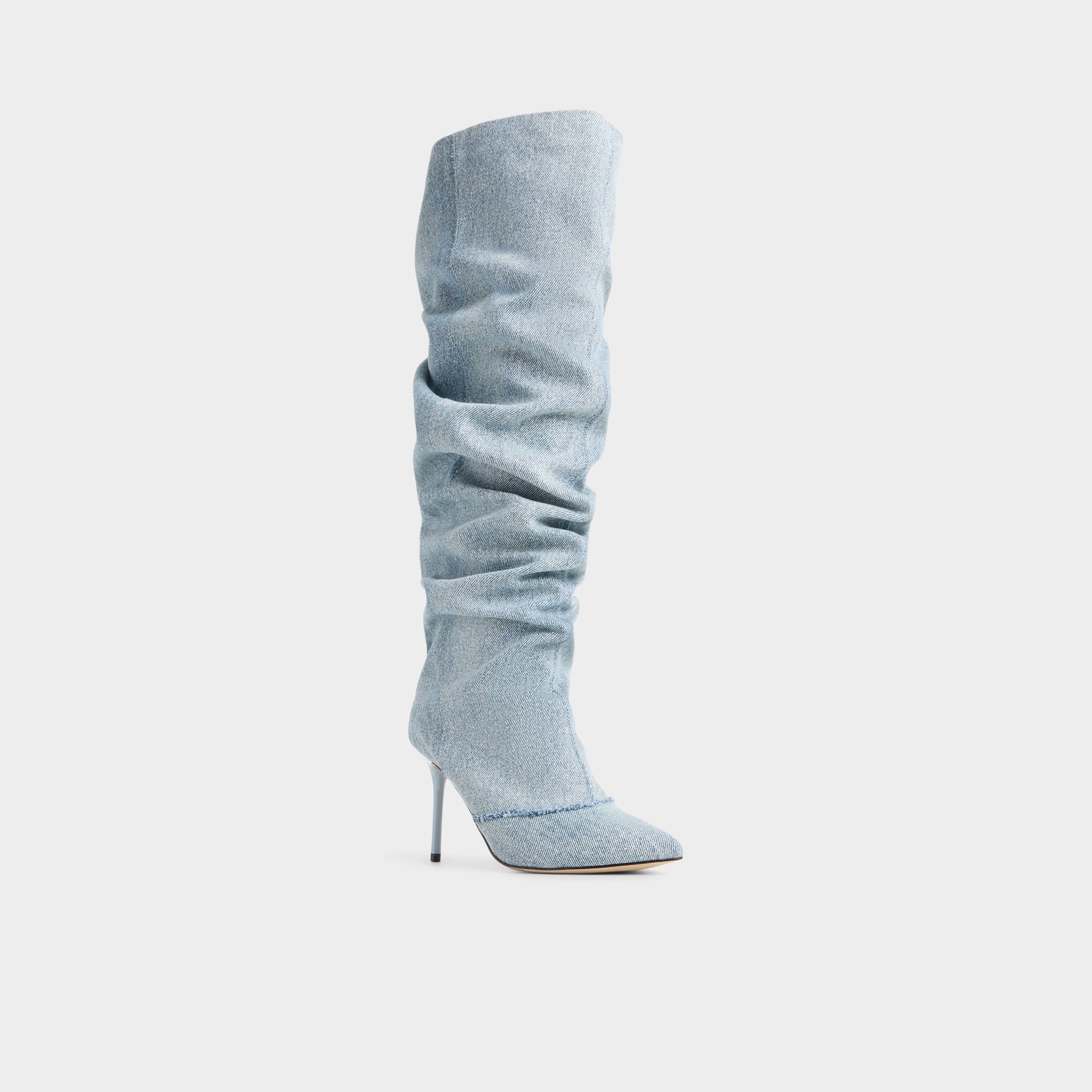 Three-quarter angle of Denim Daroba Over-the-knee boot's front side