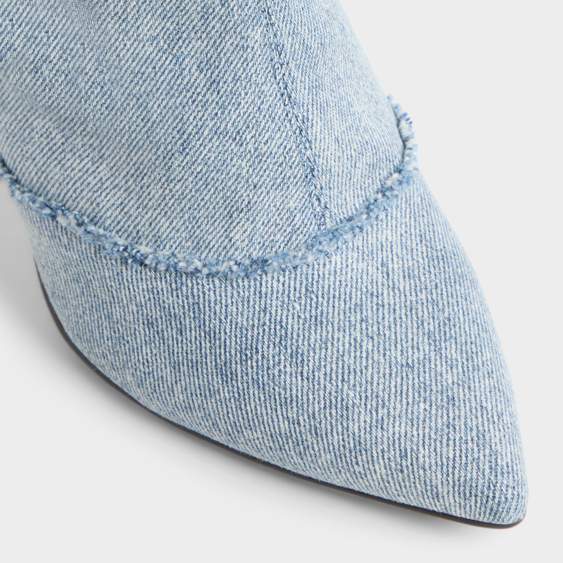 Close-up of the Denim Daroba Over-the-knee boot