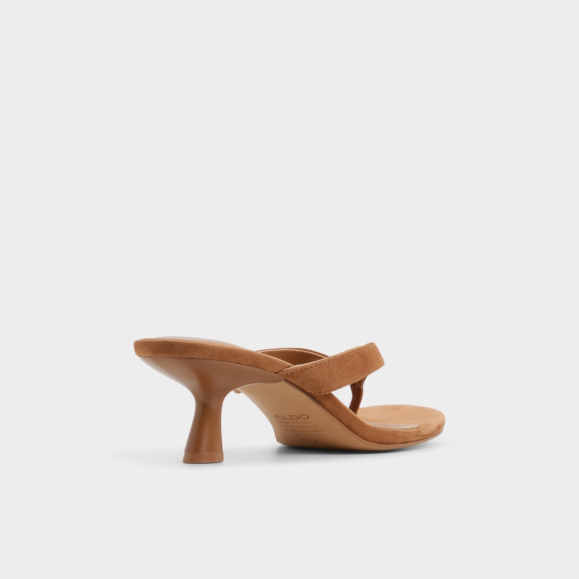 Three-quarter angle of Medium brown Jump Heeled flip flop's back side