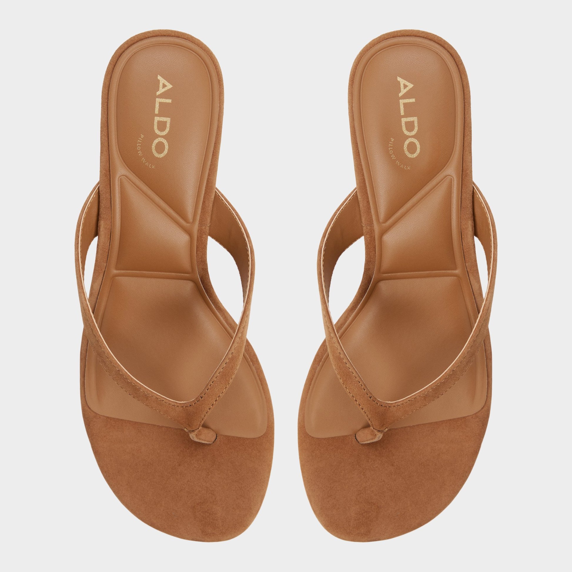 Top-down view of the Medium brown Jump Heeled flip flop