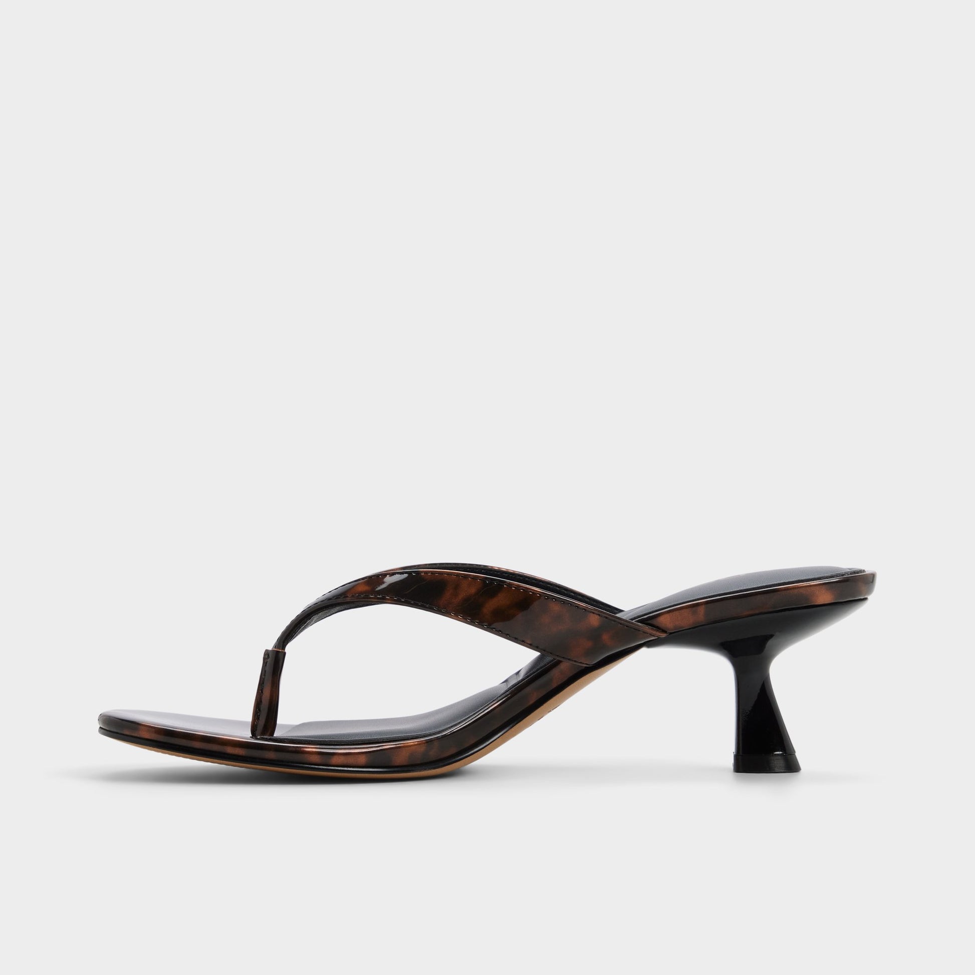 Side view of Open brown Jump Heeled flip flop