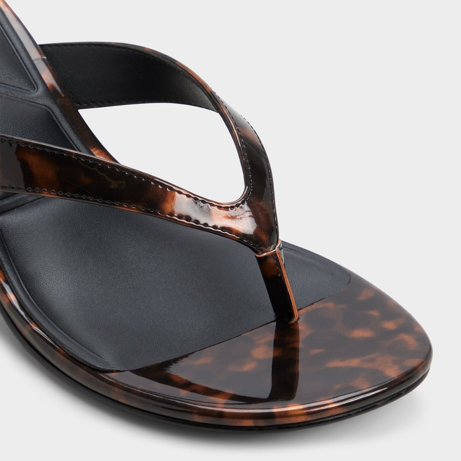 Close-up of the Open brown Jump Heeled flip flop