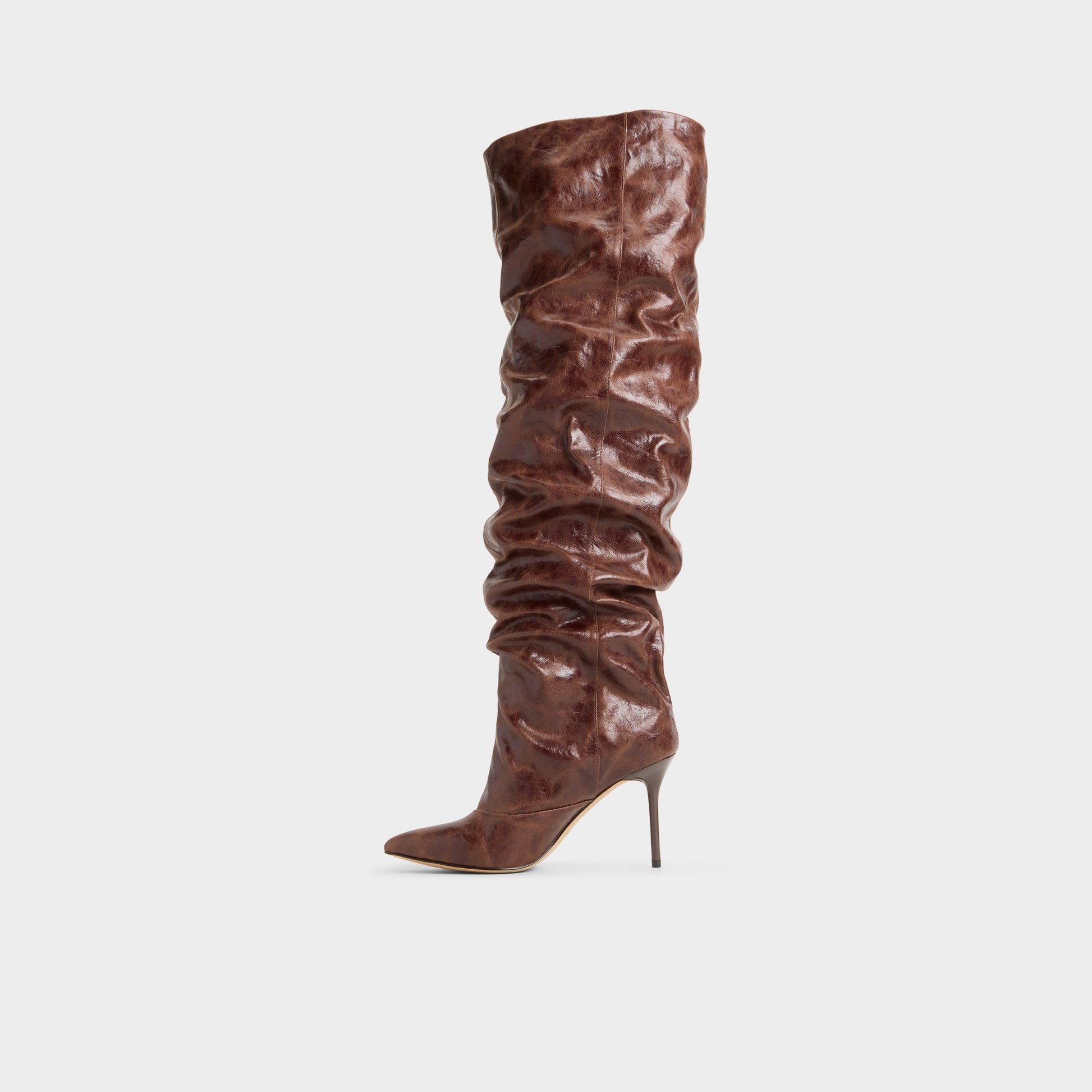 Side view of Dark brown Daroba Over-the-knee boot