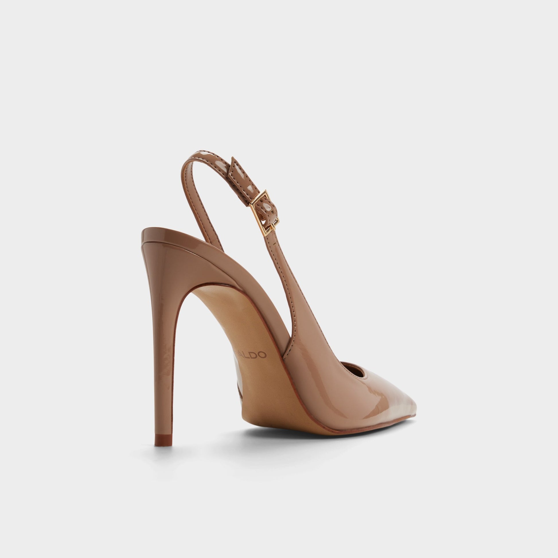 Three-quarter angle of Light brown Stessysling Sling back high heel's back side