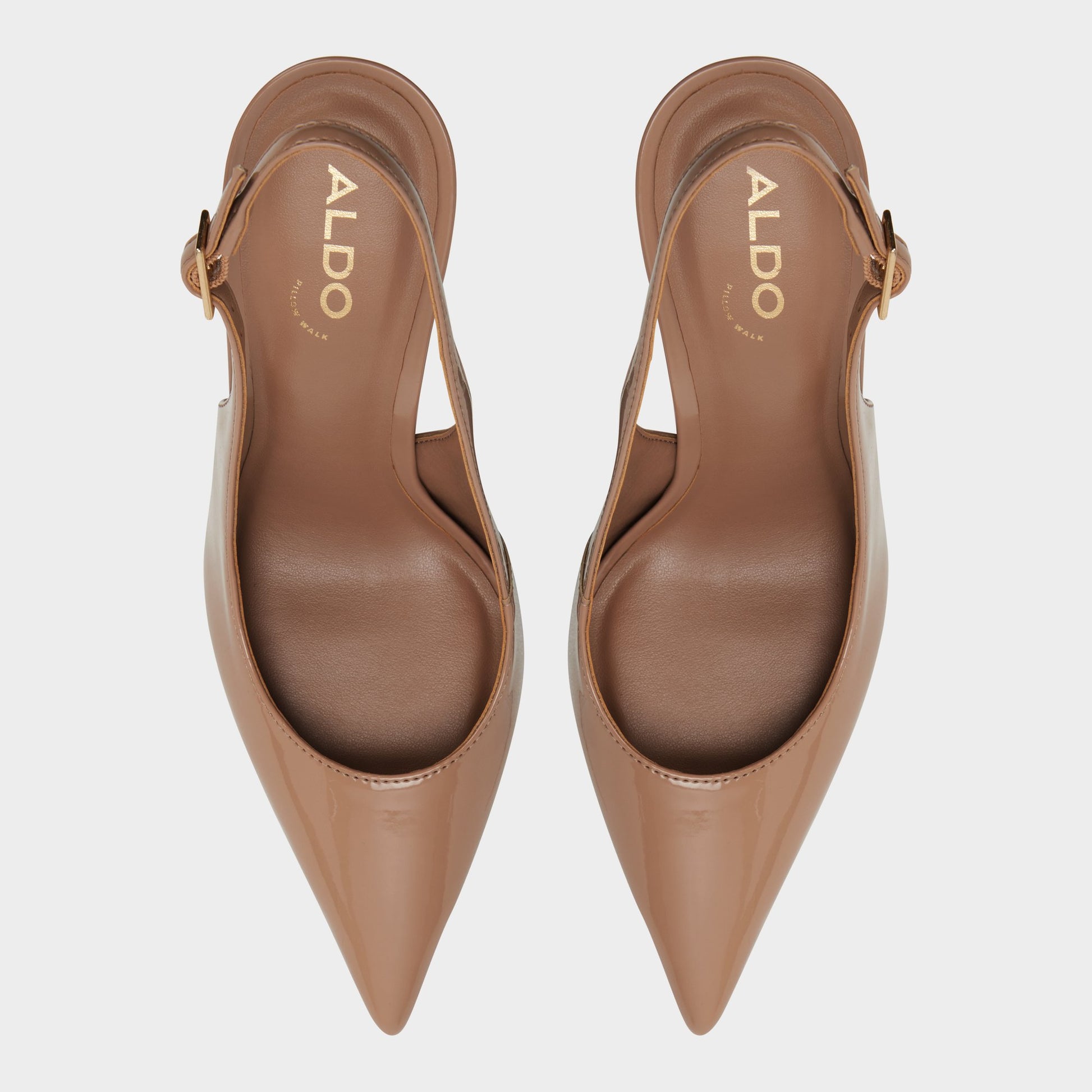 Top-down view of the Light brown Stessysling Sling back high heel