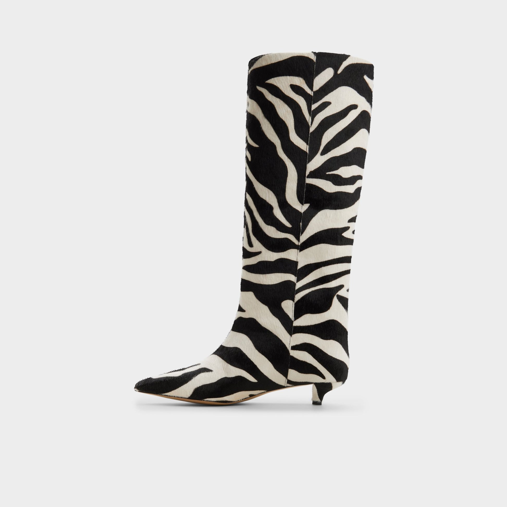 Side view of White/black Gabelia Knee-high boot