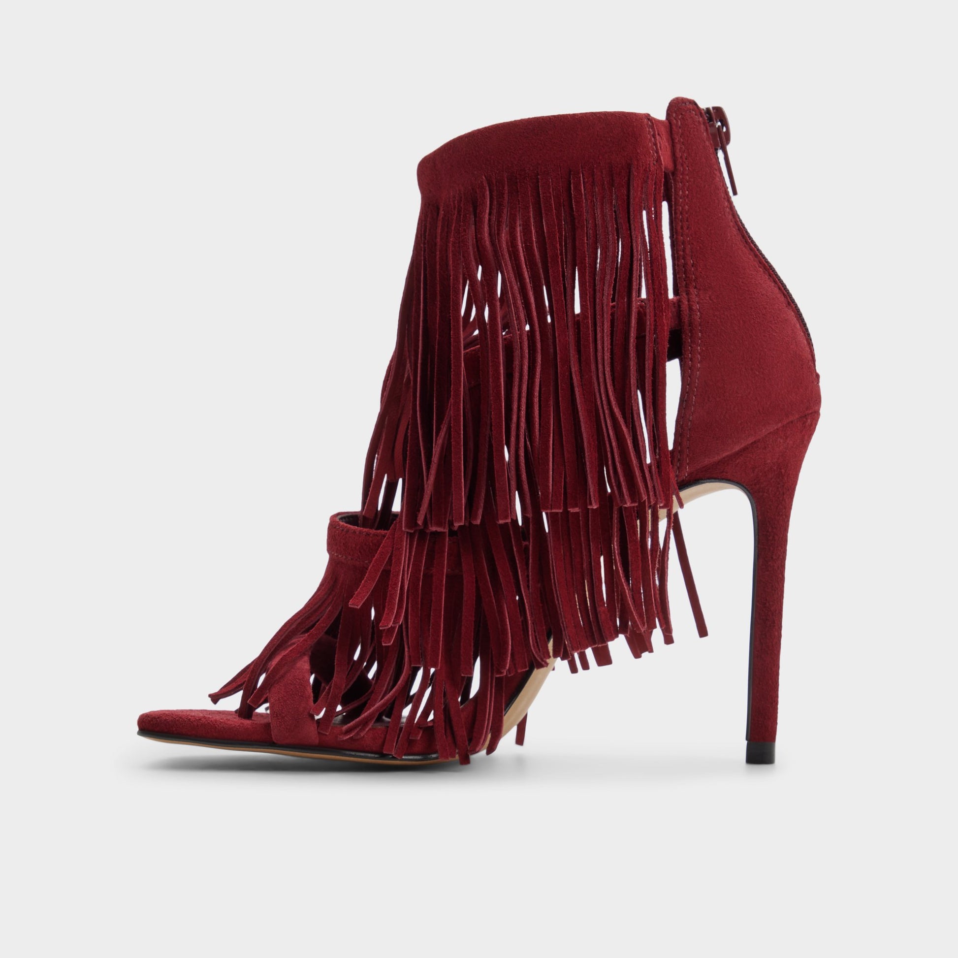 Side view of Bordo Nahana Strappy heeled sandal