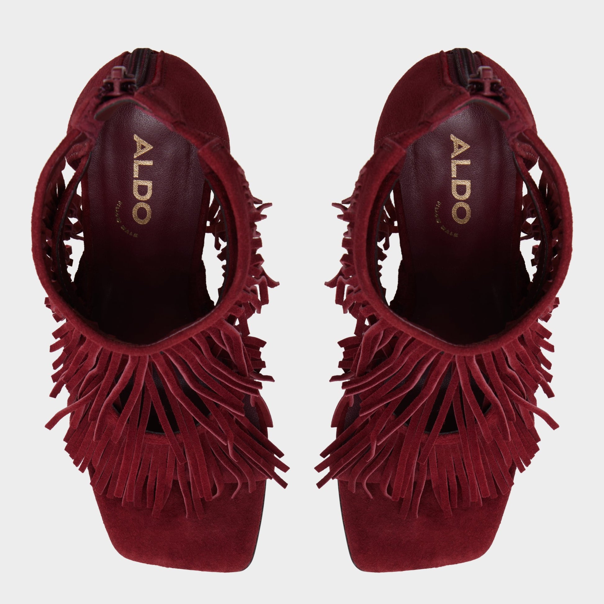 Top-down view of the Bordo Nahana Strappy heeled sandal