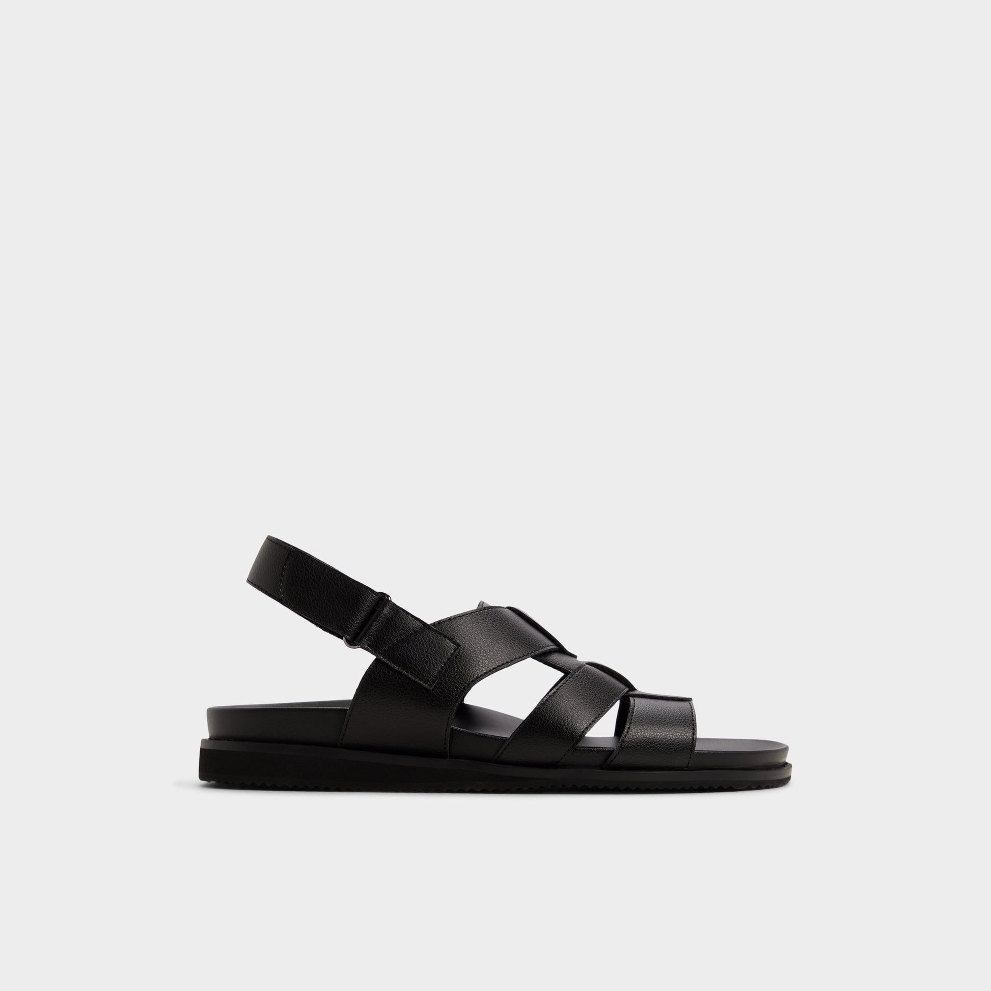 Main View of Black/black Nuno Strappy flat sandal for Mens