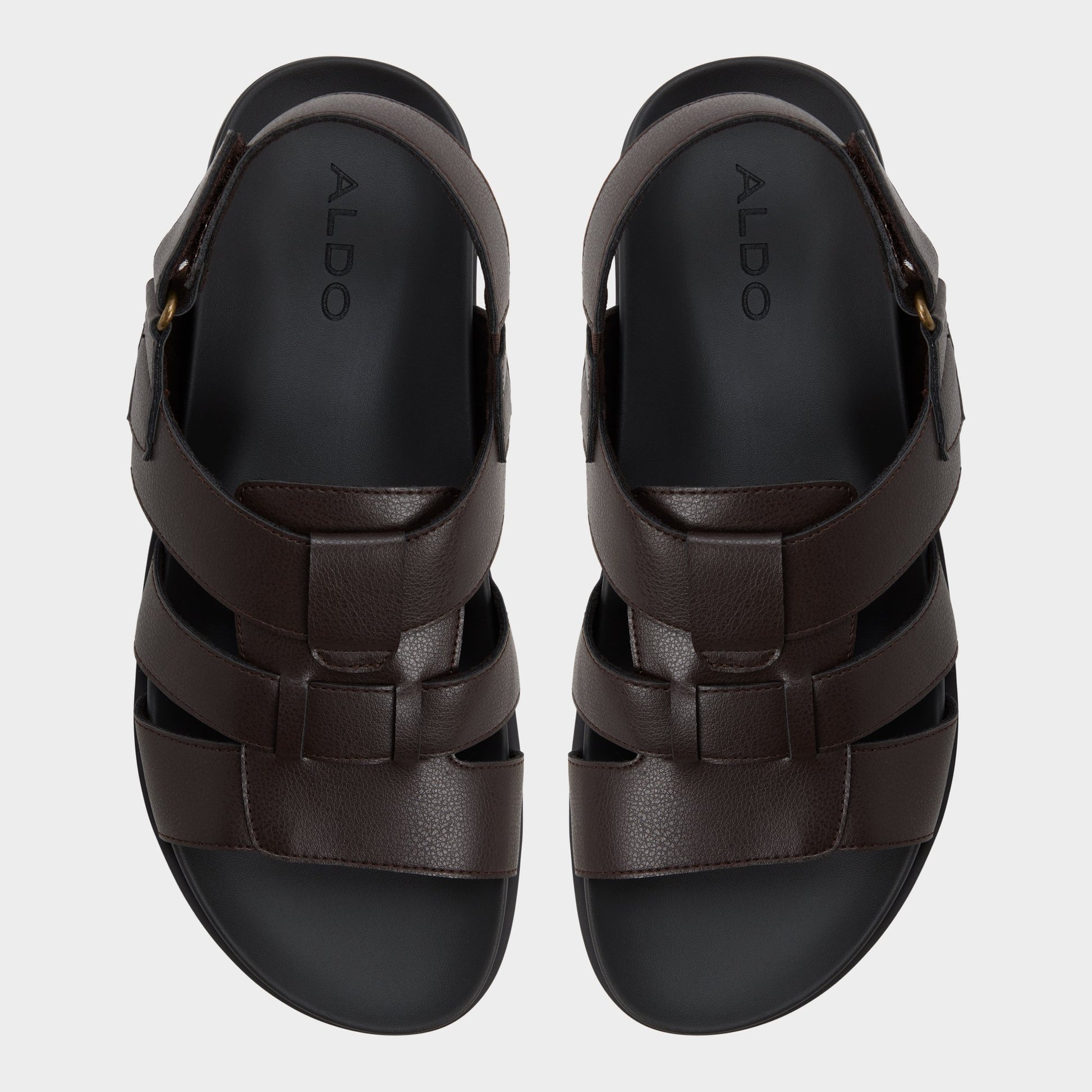 Top-down view of the Dark brown Nuno Strappy flat sandal