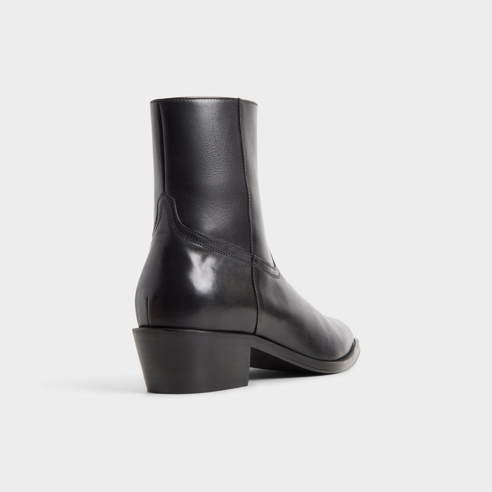 Three-quarter angle of Black Calder Ankle boot's back side