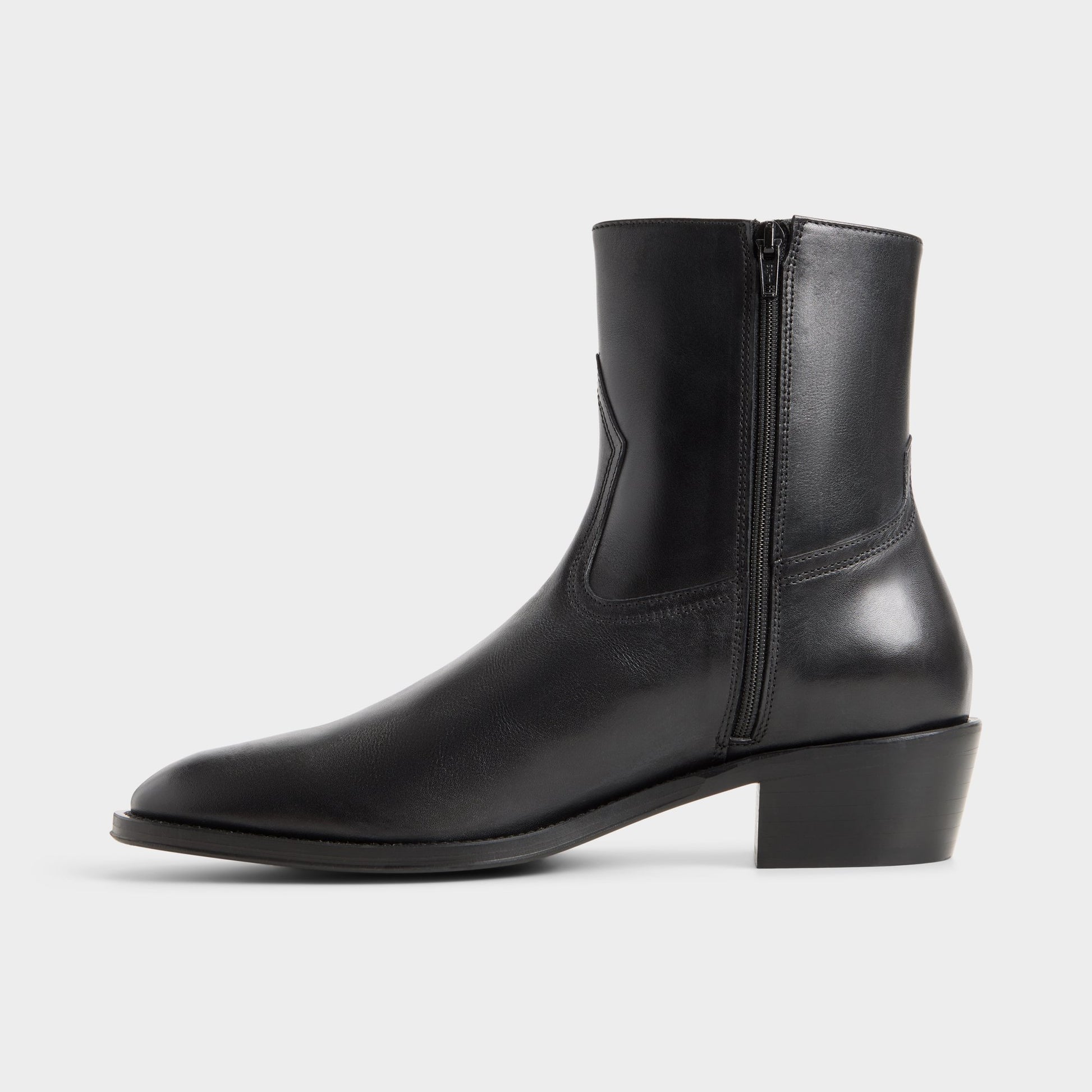 Side view of Black Calder Ankle boot