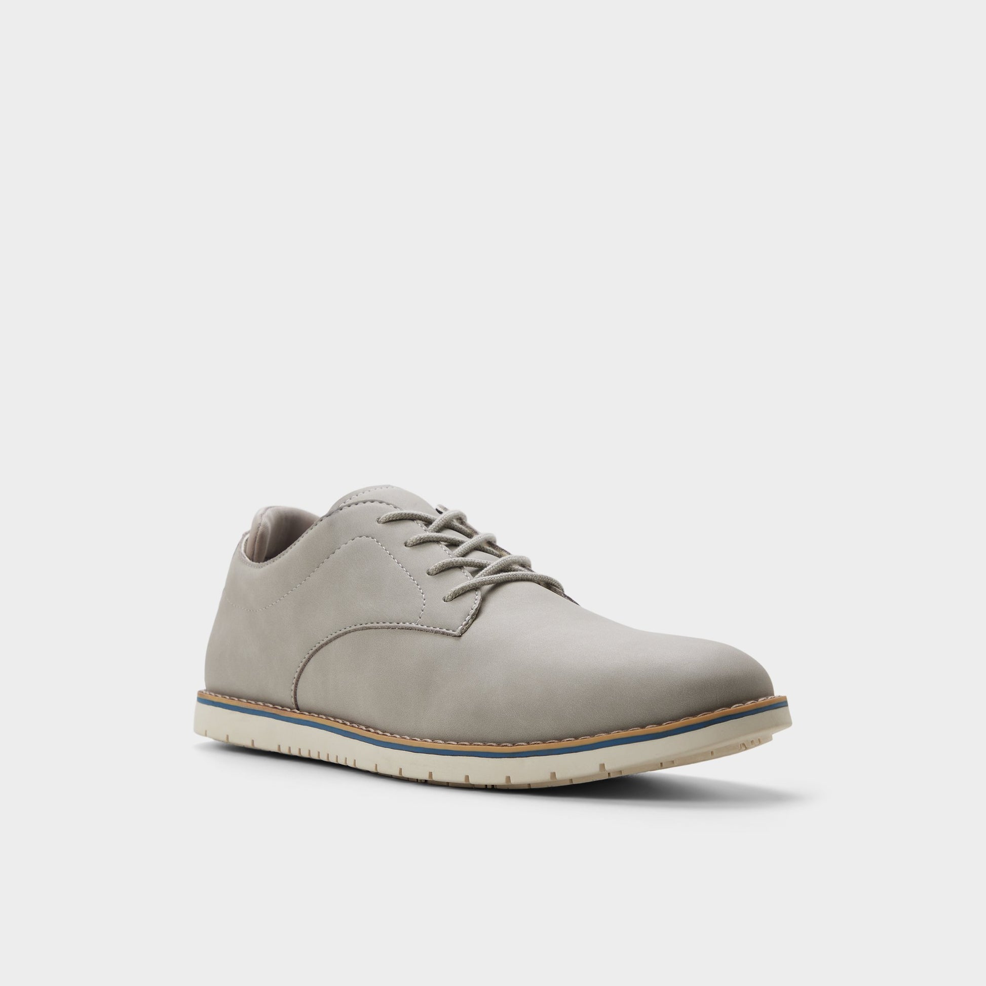 Three-quarter angle of Grey Pedro Oxford shoe's front side