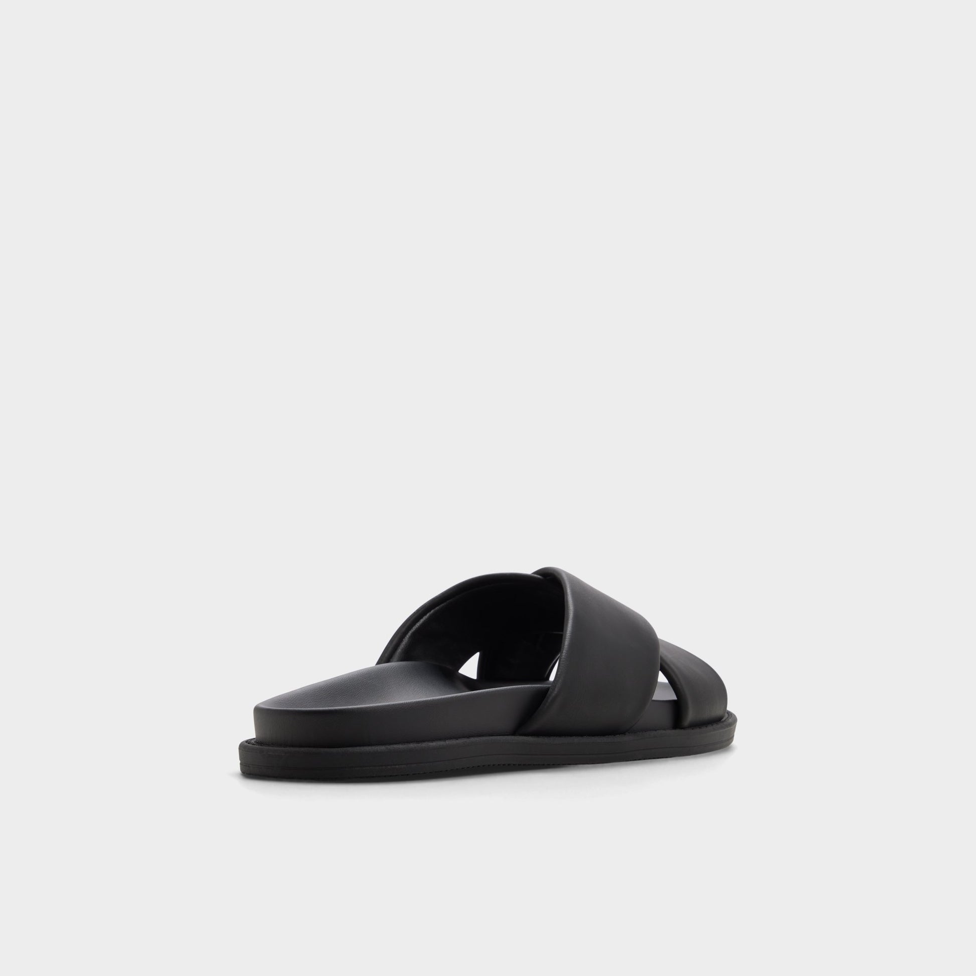 Three-quarter angle of Black Borgo Slide sandal's back side
