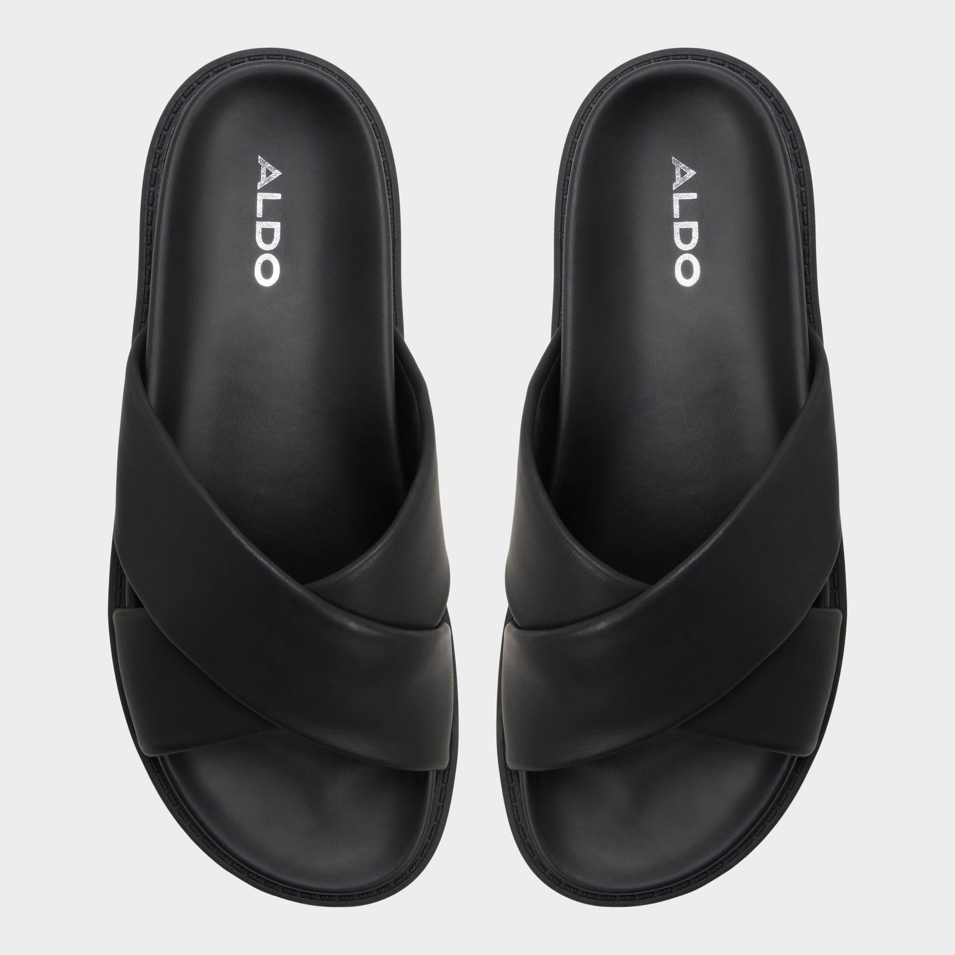 Top-down view of the Black Borgo Slide sandal