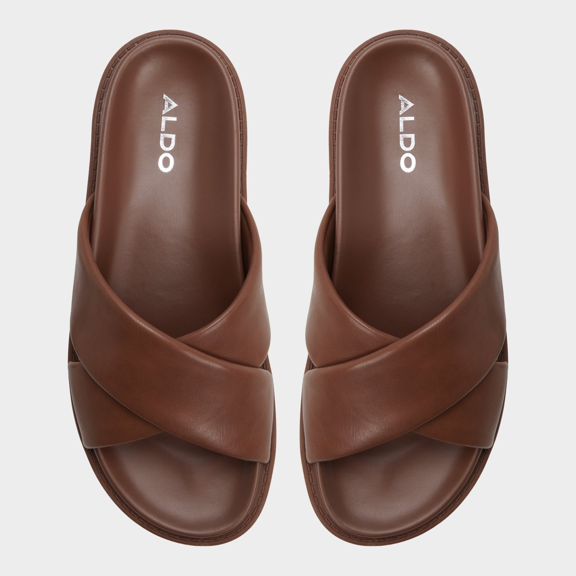 Top-down view of the Dark brown Borgo Slide sandal