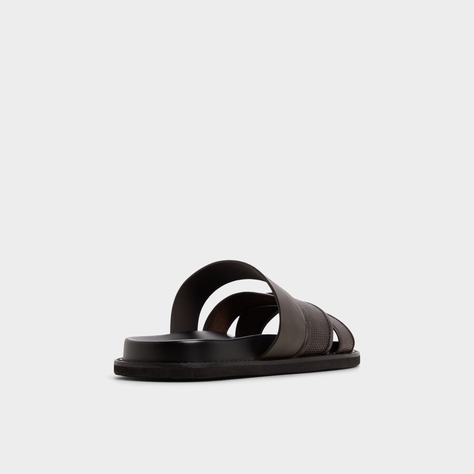 Three-quarter angle of Dark brown Kendo Slide sandal's back side