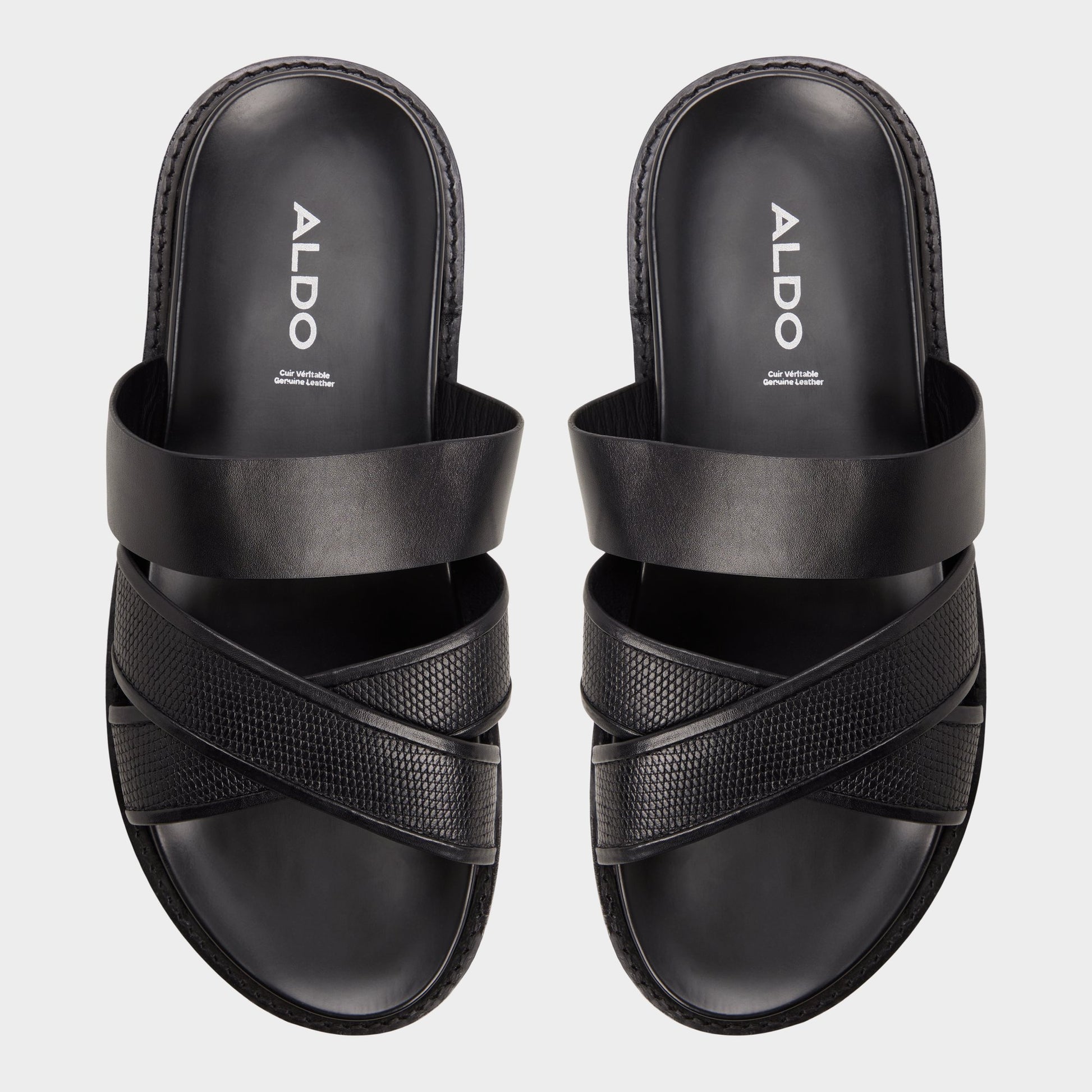 Top-down view of the Black Kendo Slide sandal