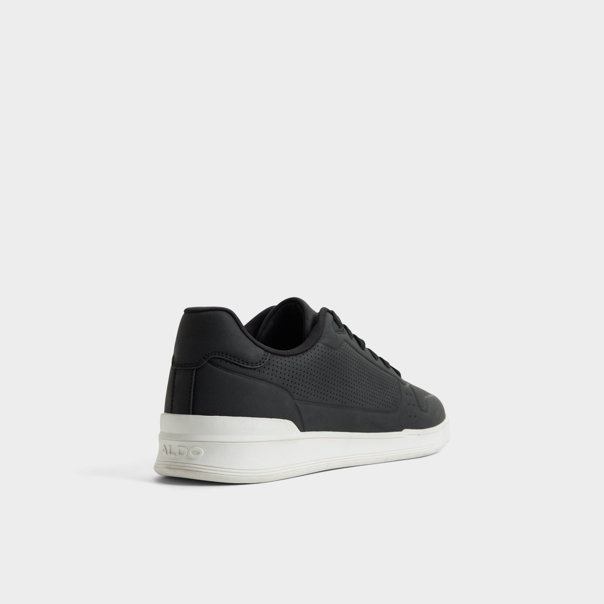 Three-quarter angle of Black Robie Low top sneaker's back side