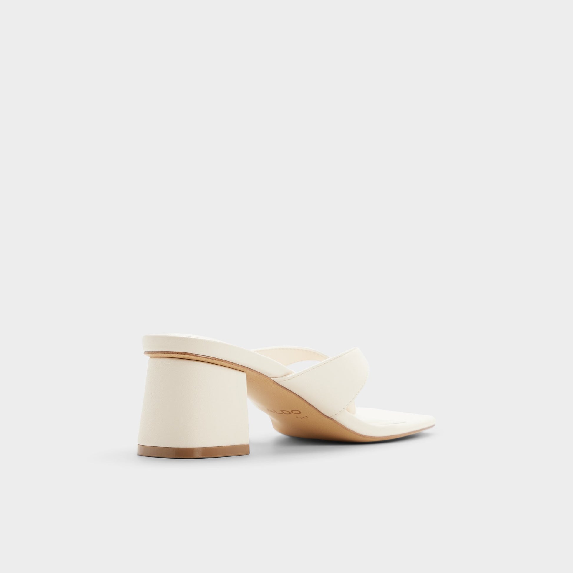 Three-quarter angle of Other white Antonina Block heeled flip flop's back side