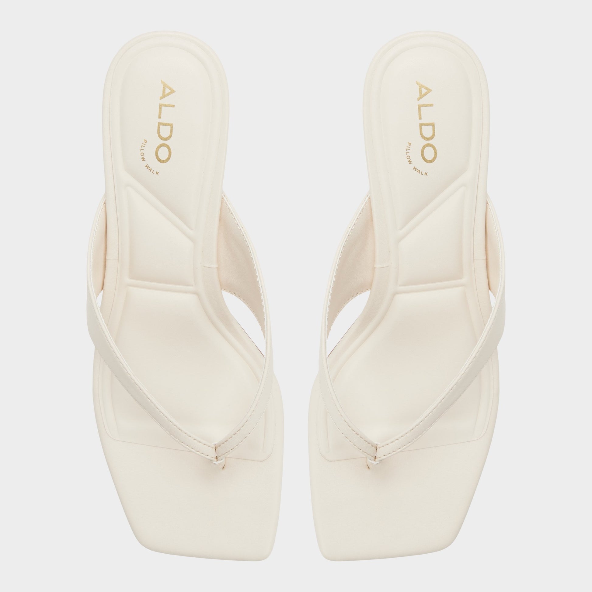 Top-down view of the Other white Antonina Block heeled flip flop