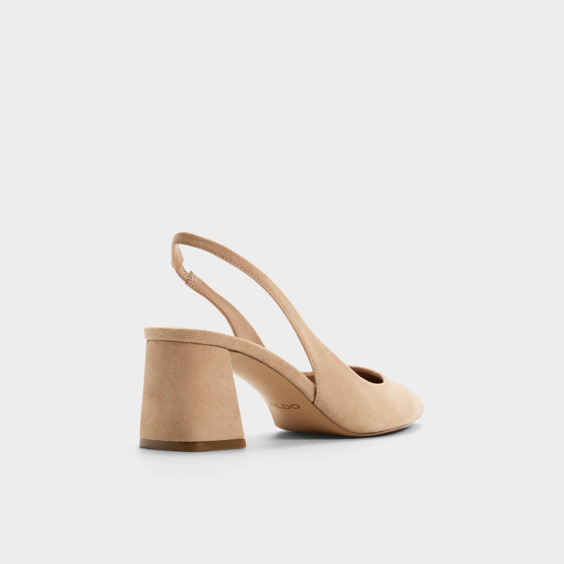 Three-quarter angle of Medium beige Uliana Slingback high heel's back side