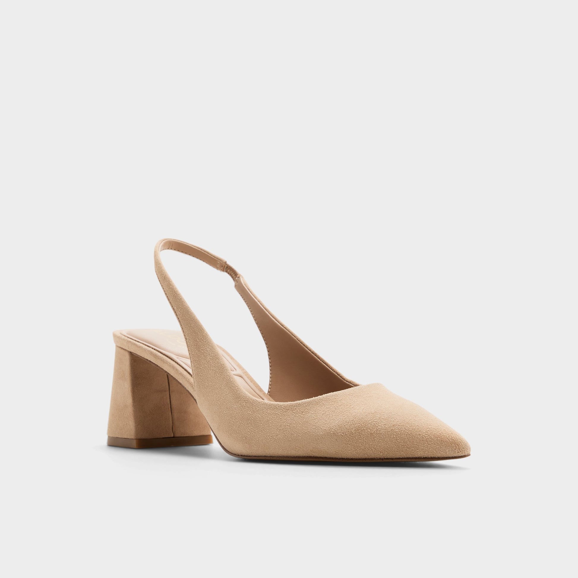 Three-quarter angle of Medium beige Uliana Slingback high heel's front side