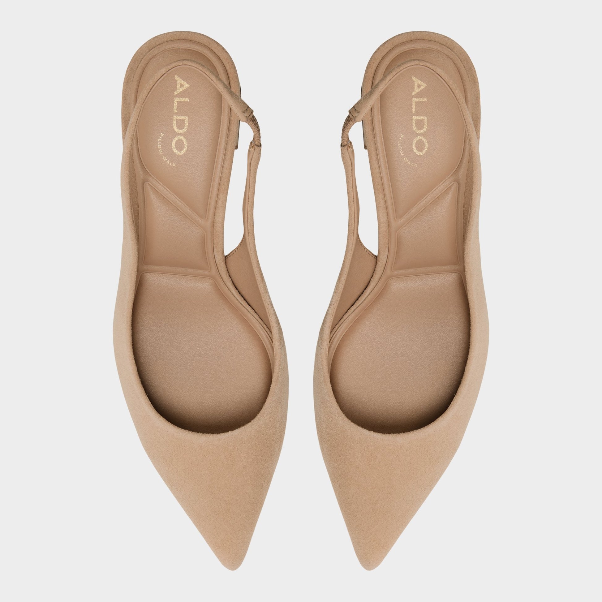 Top-down view of the Medium beige Uliana Slingback high heel