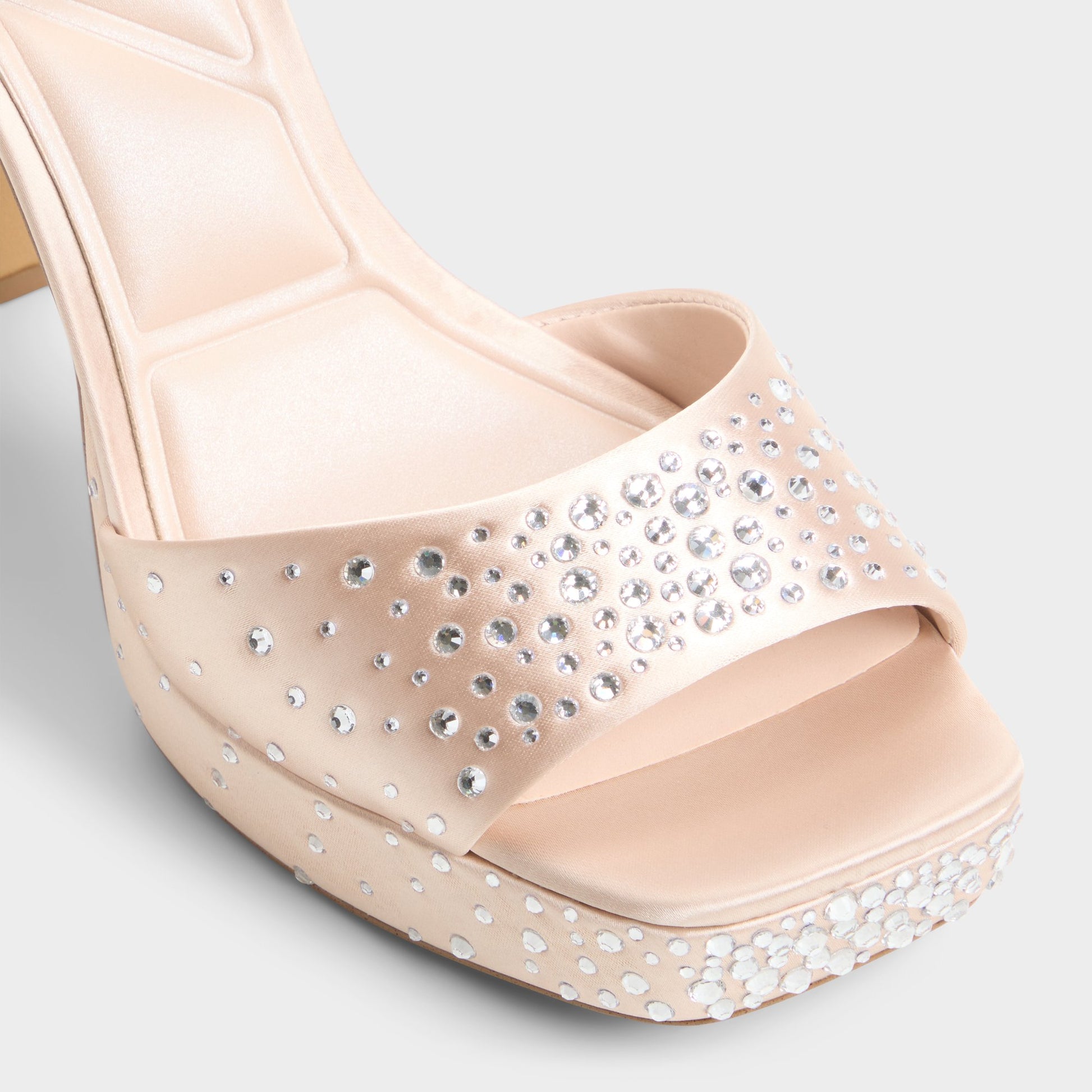 Close-up of the Light beige Chicgleam Strappy heeled sandal