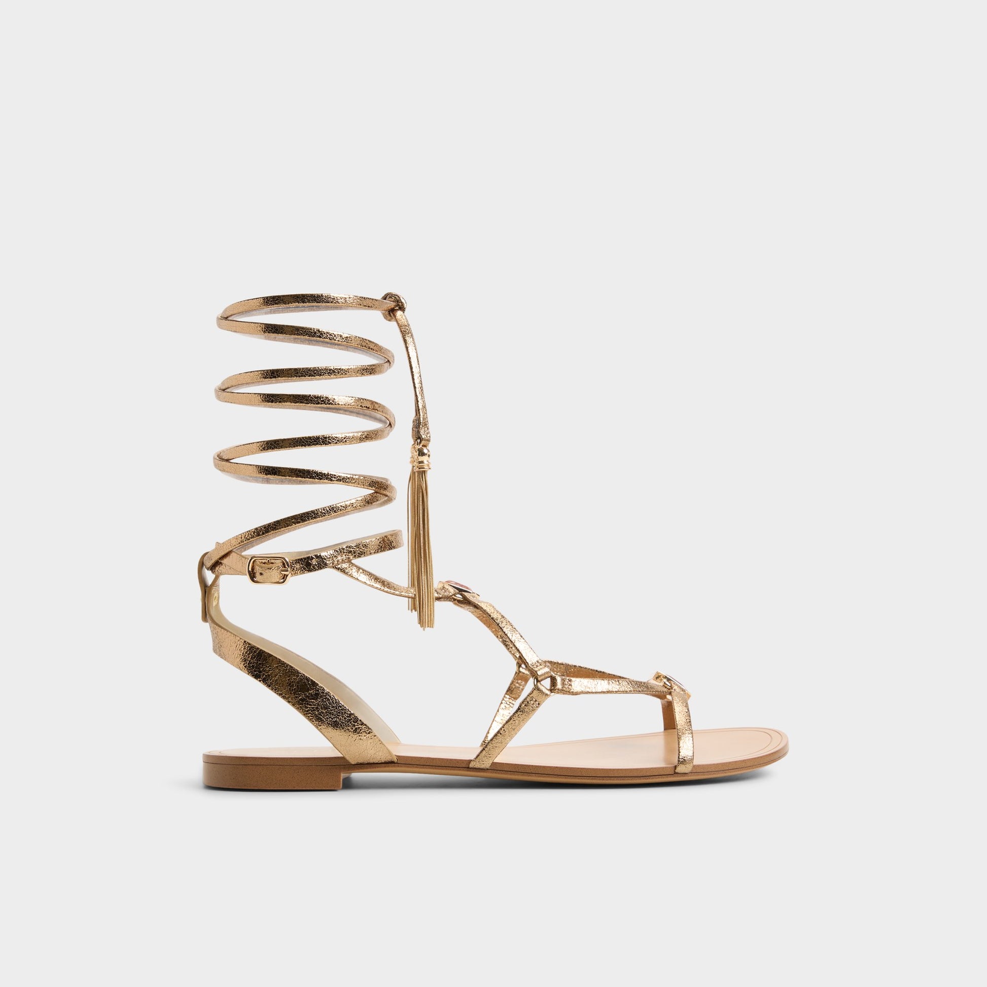 Main View of Gold Andrina Strappy flat sandal for Womens