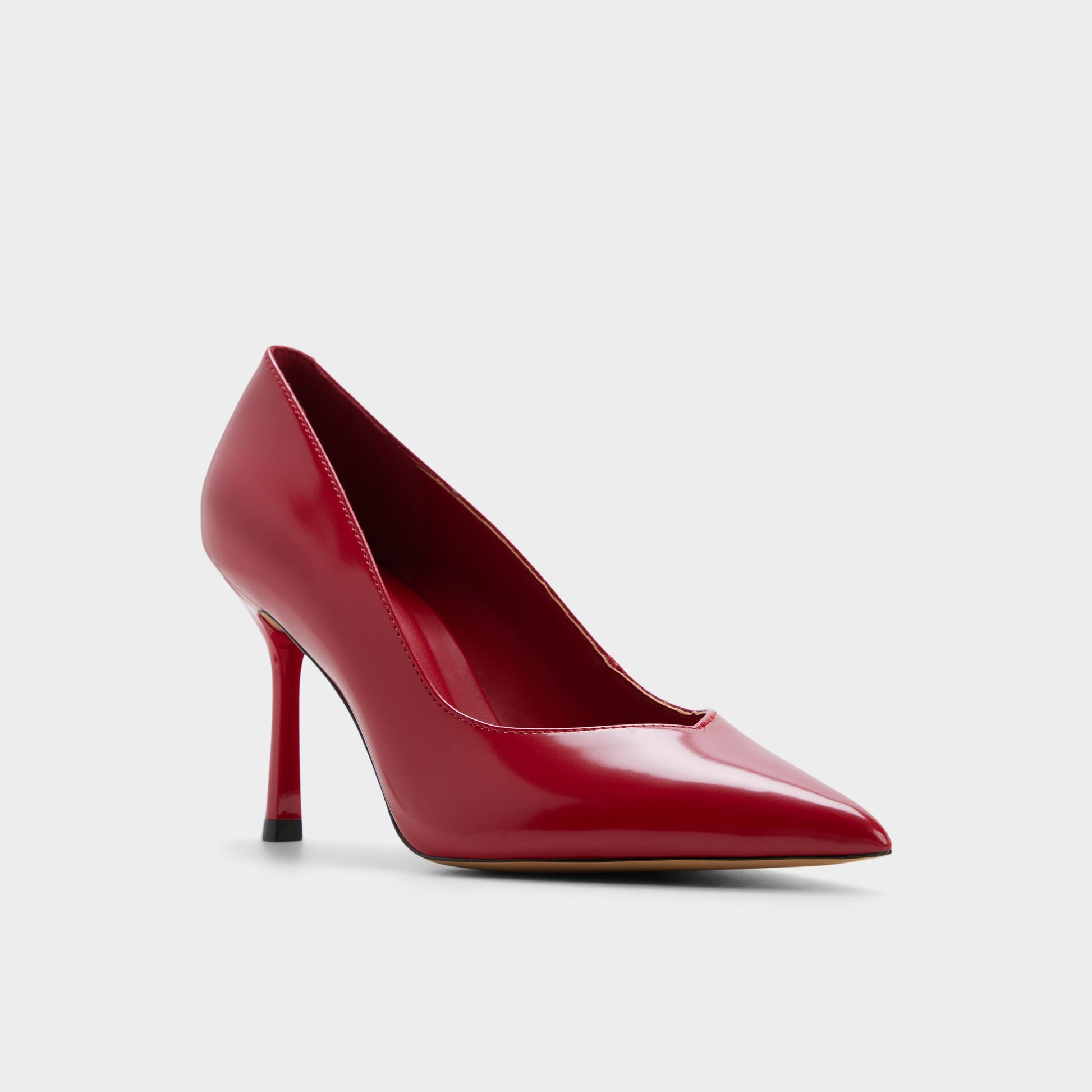 Three-quarter angle of Red Ellena Pump's front side