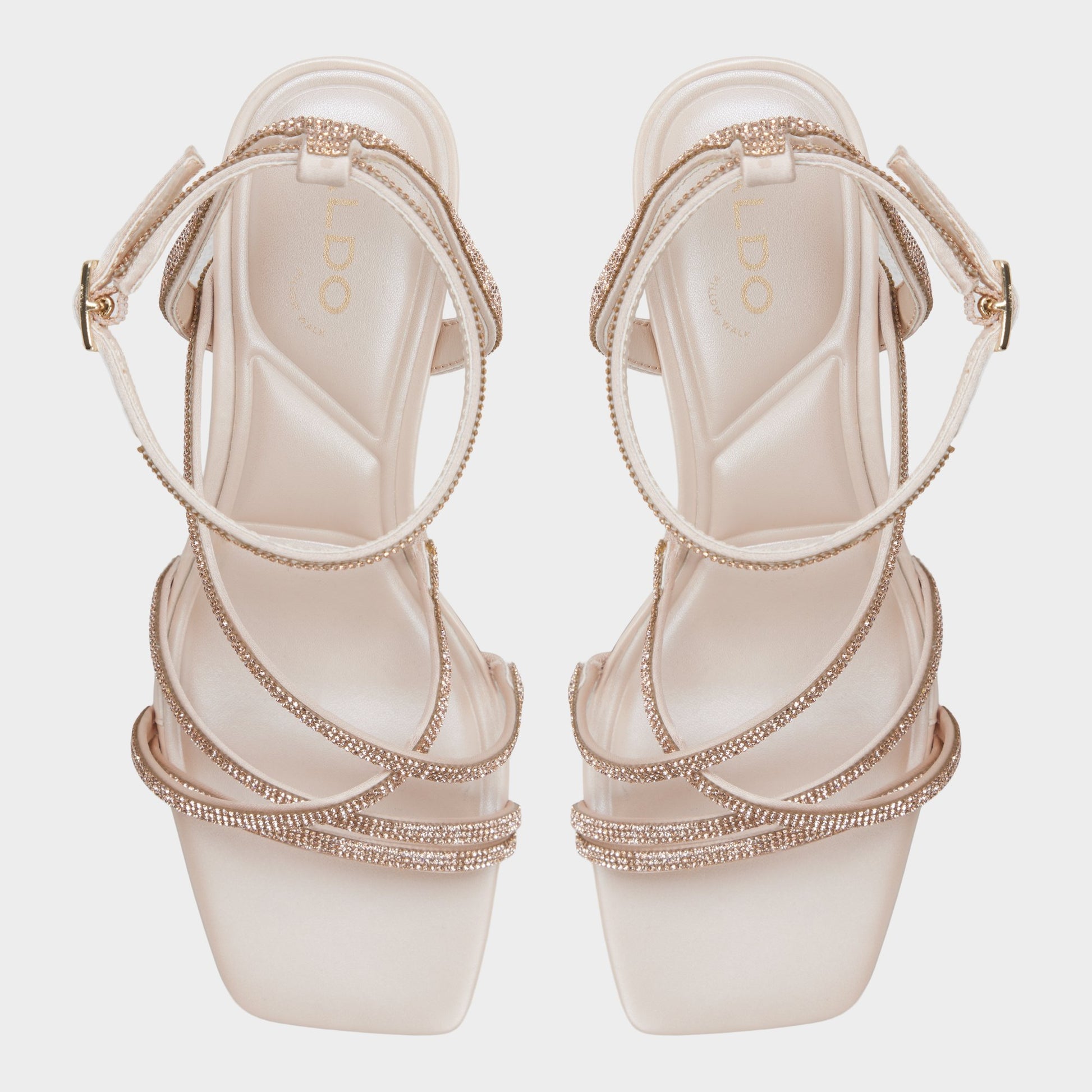 Top-down view of the Light beige Esther Strappy heeled sandal